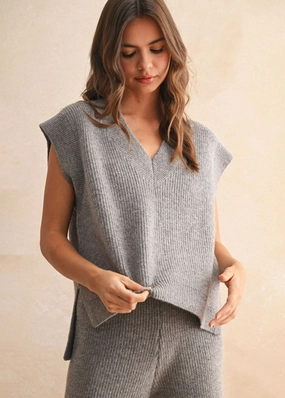 Gemma V-Neck Sweater Vest - Espresso Cozy Choice Cozy Waist