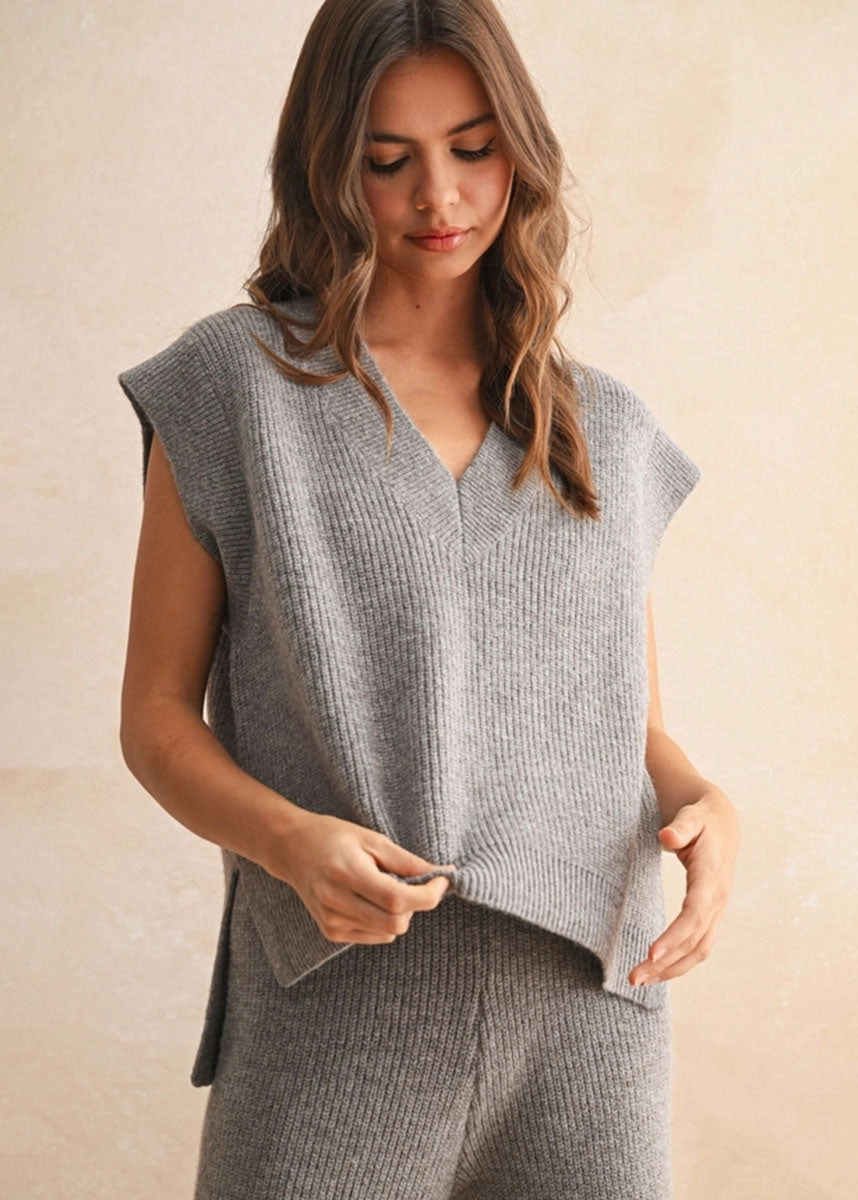 Gemma V-Neck Sweater Vest - Espresso Cozy Choice Cozy Waist