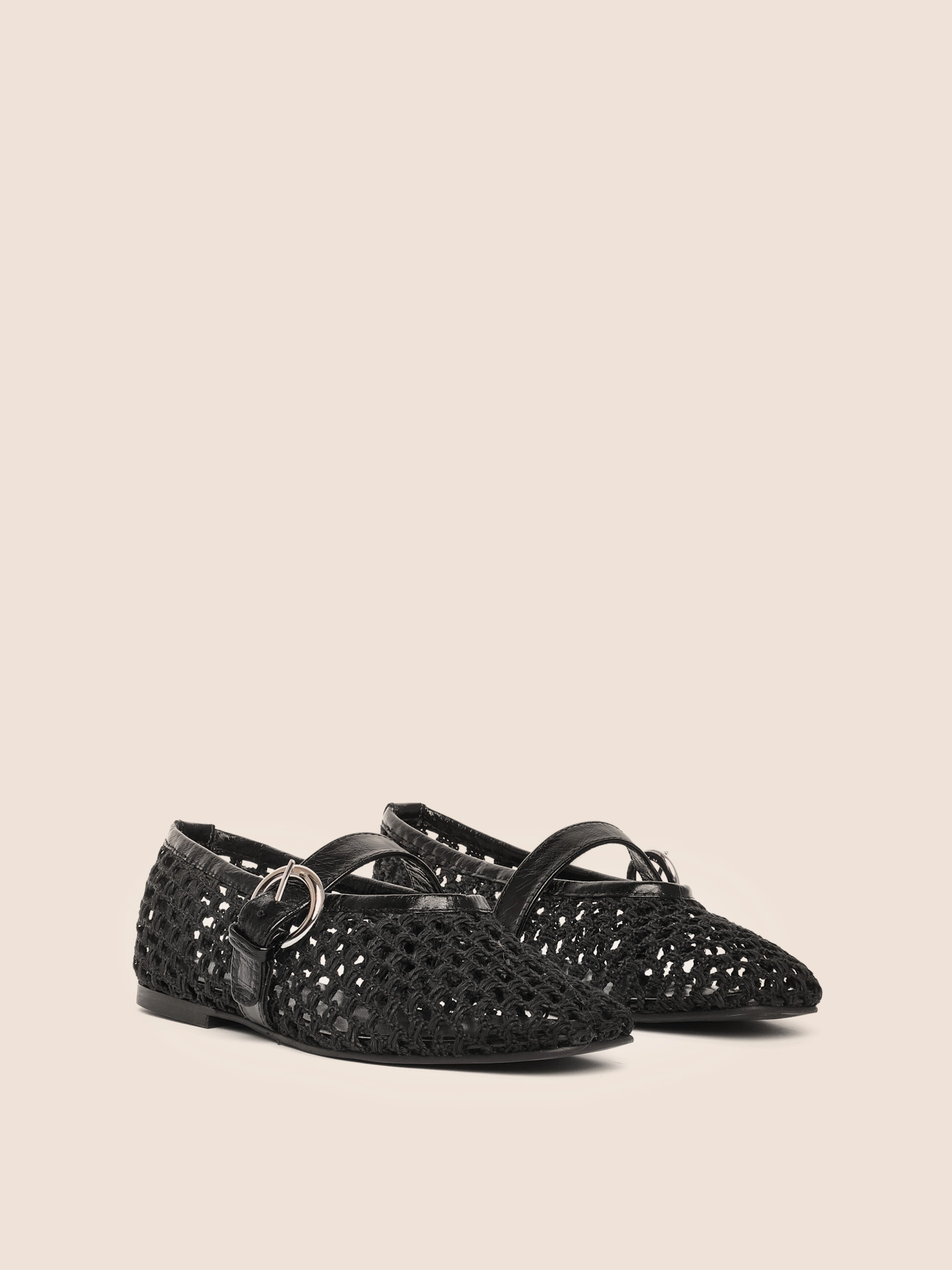 Cushion Fit Comfort Technology Shoes Aveiro Black Woven Ballerina