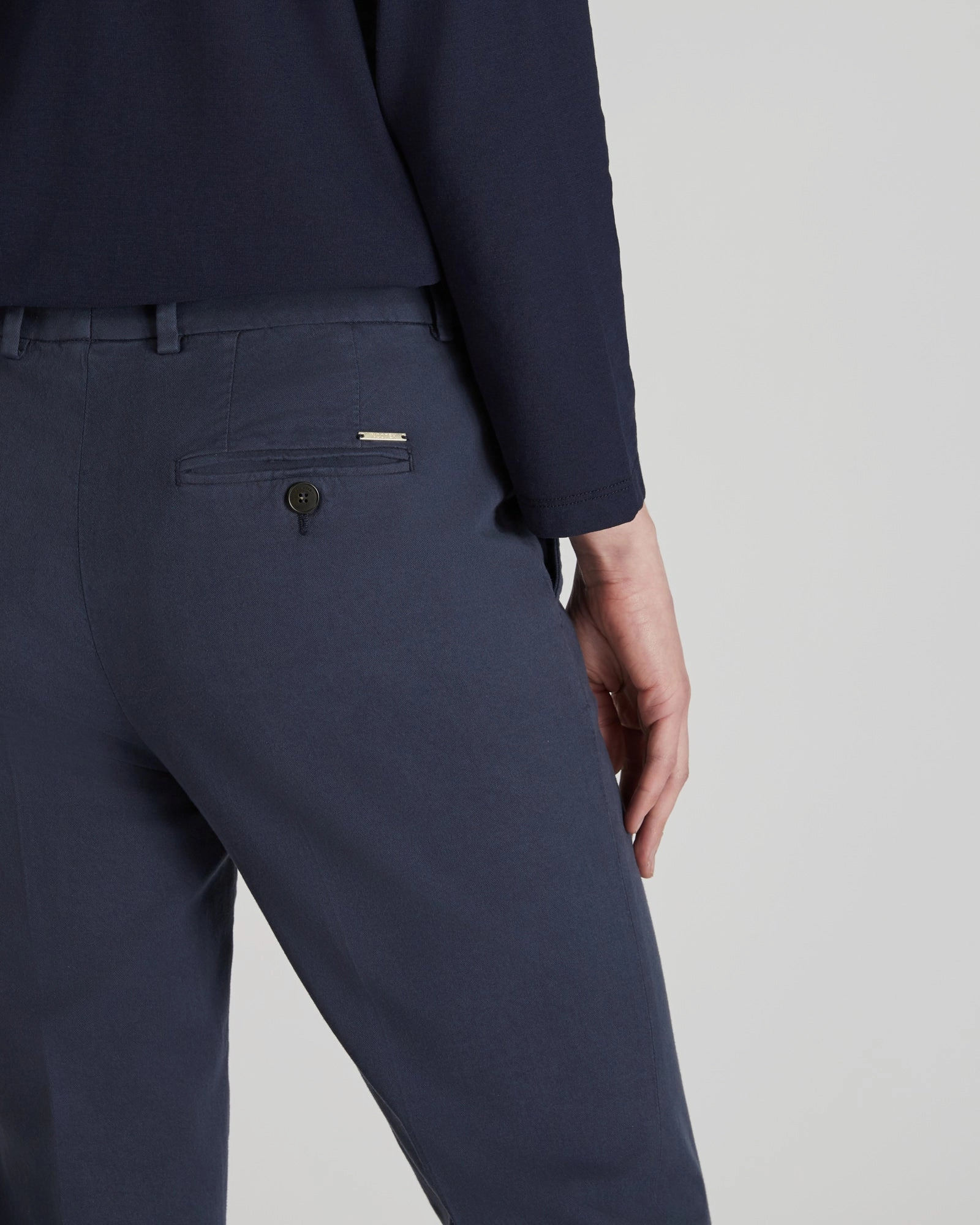 Slim fit trousers in cotton gabardine and lyocell Tagless Labeling