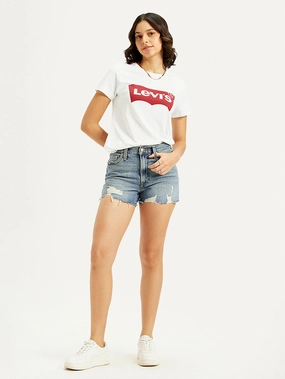 Weekend Outing Quick Comfort Women's Mid Rise Blue Wedgie Shorts