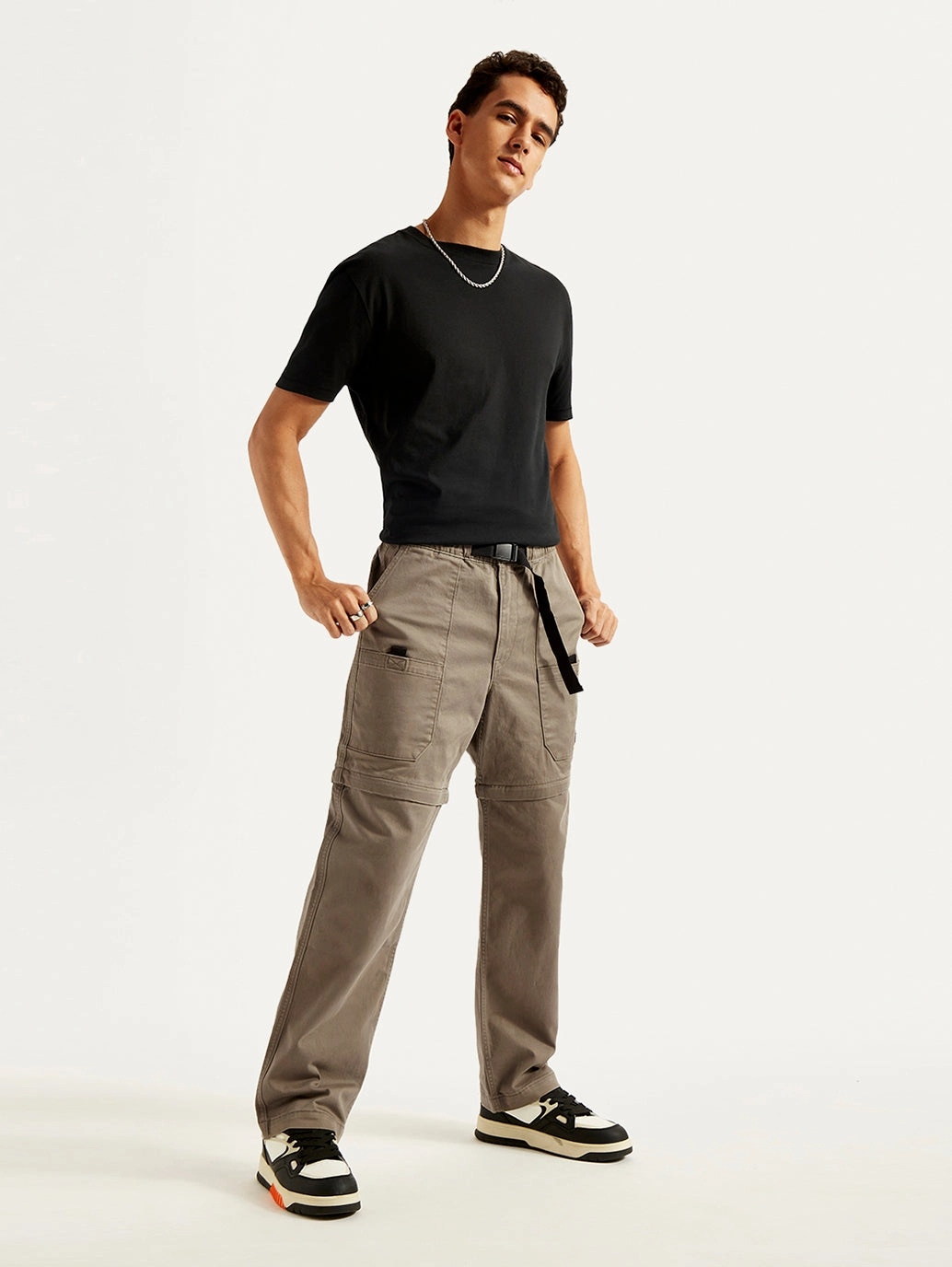 snag resistant Men's Taupe Regular Fit Utility Cargo Trousers