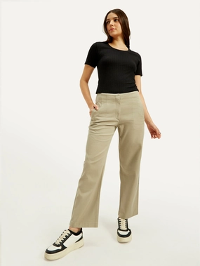 Chill Mode Tailored Wear Women's 94 Mid Rise Khaki?Baggy Fit Trousers