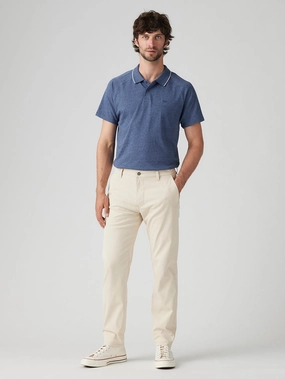 Men's Cream Straight Fit Chinos Flat Lock Stitching Premium Look