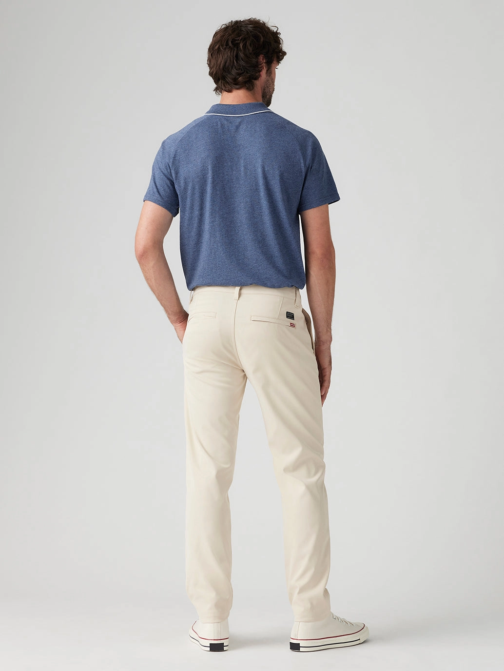 Reinforced Knees Soft Brush Lining Men's Cream Straight Fit Chinos