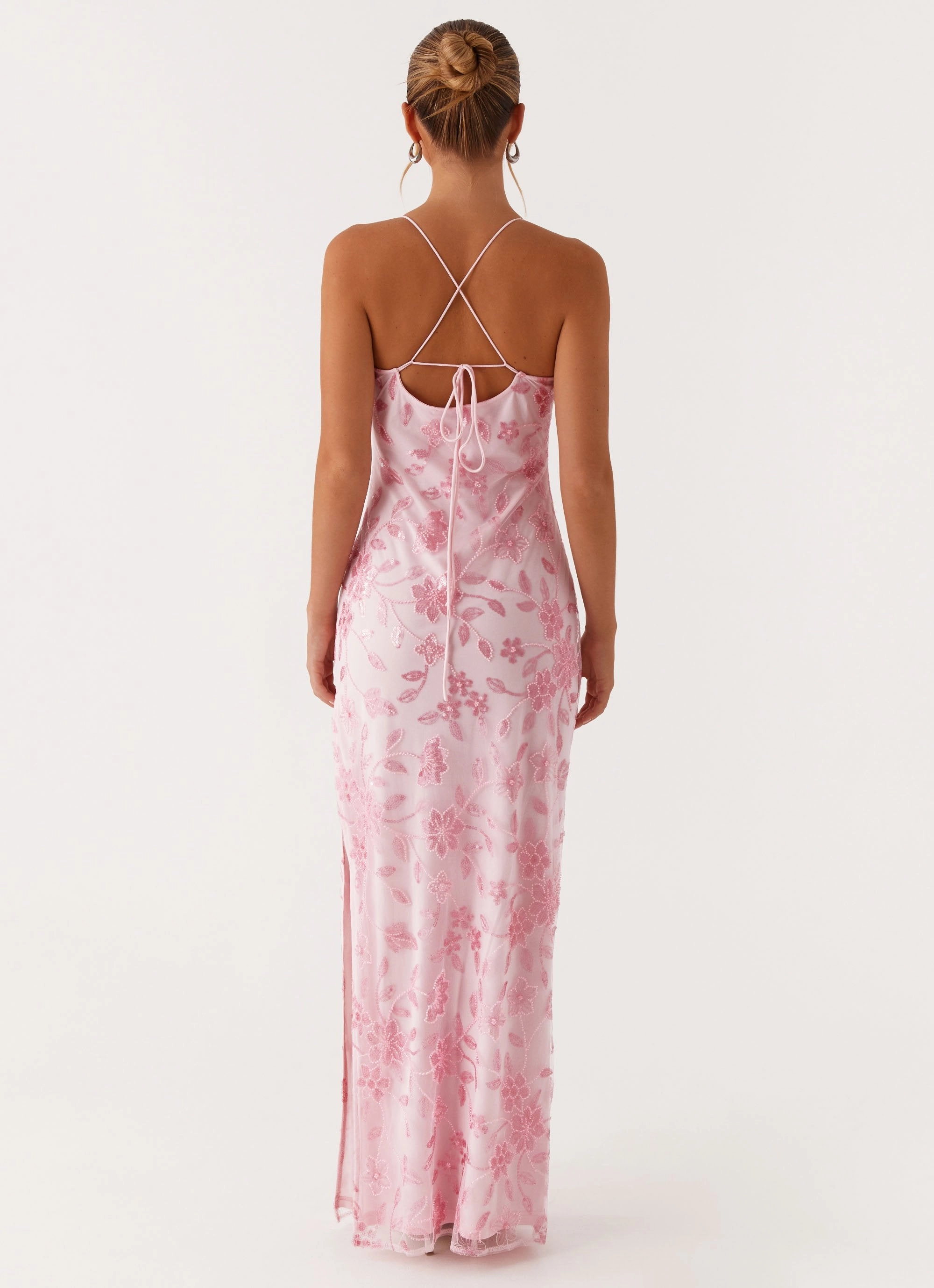 Bright Lights Beaded Maxi Dress - Pink Lightweight Piece Casual and Stylish