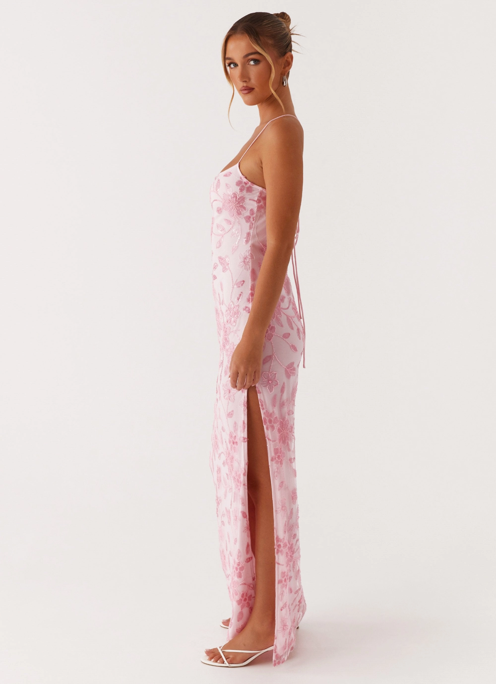 Fitted waist Refined Stitch Bright Lights Beaded Maxi Dress - Pink