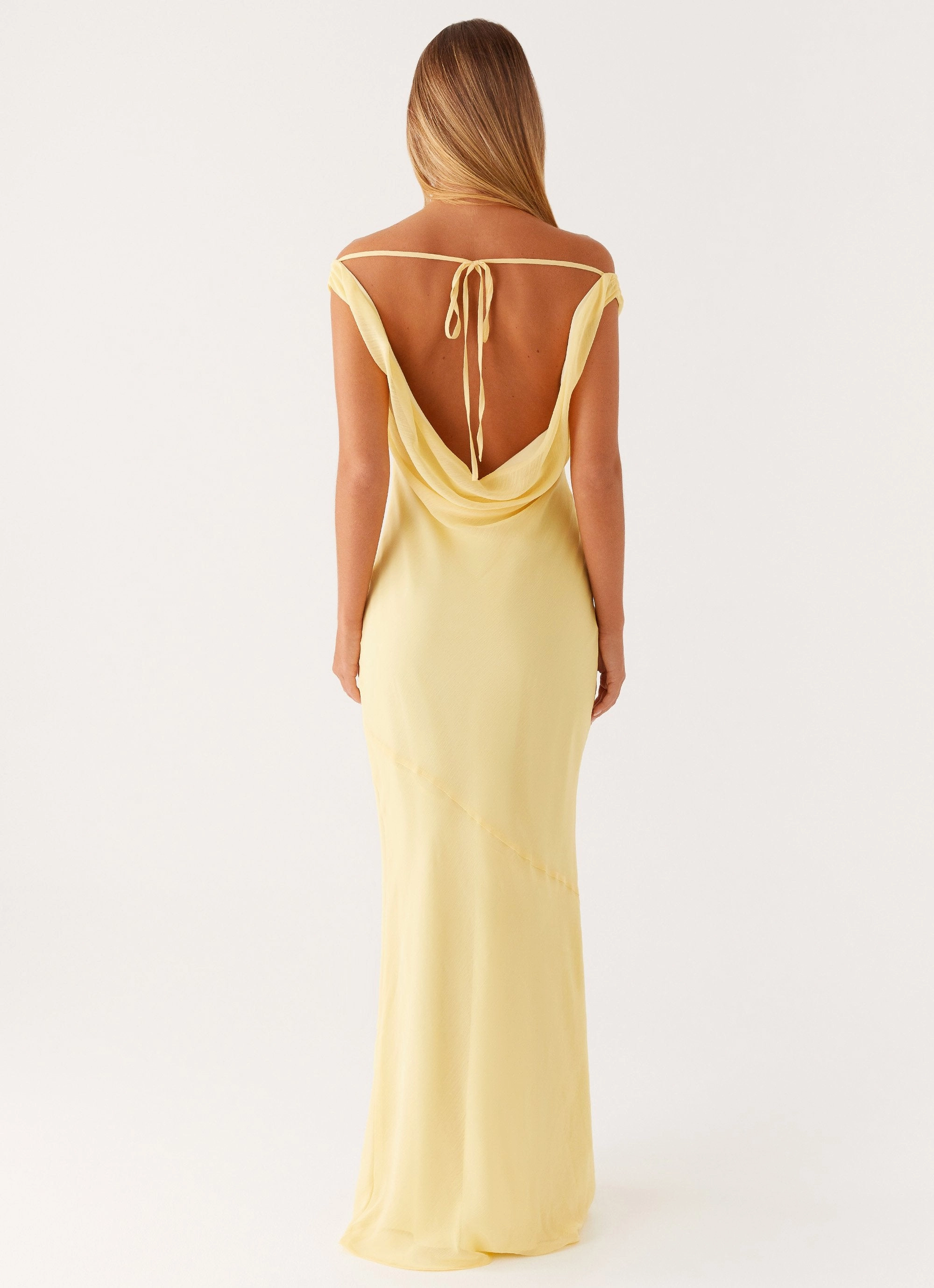 Buckle-Detail Brittany Chiffon Maxi Dress - Pastel Yellow