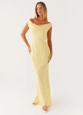 Brittany Chiffon Maxi Dress - Pastel Yellow Stylish Pick Stylish Fit