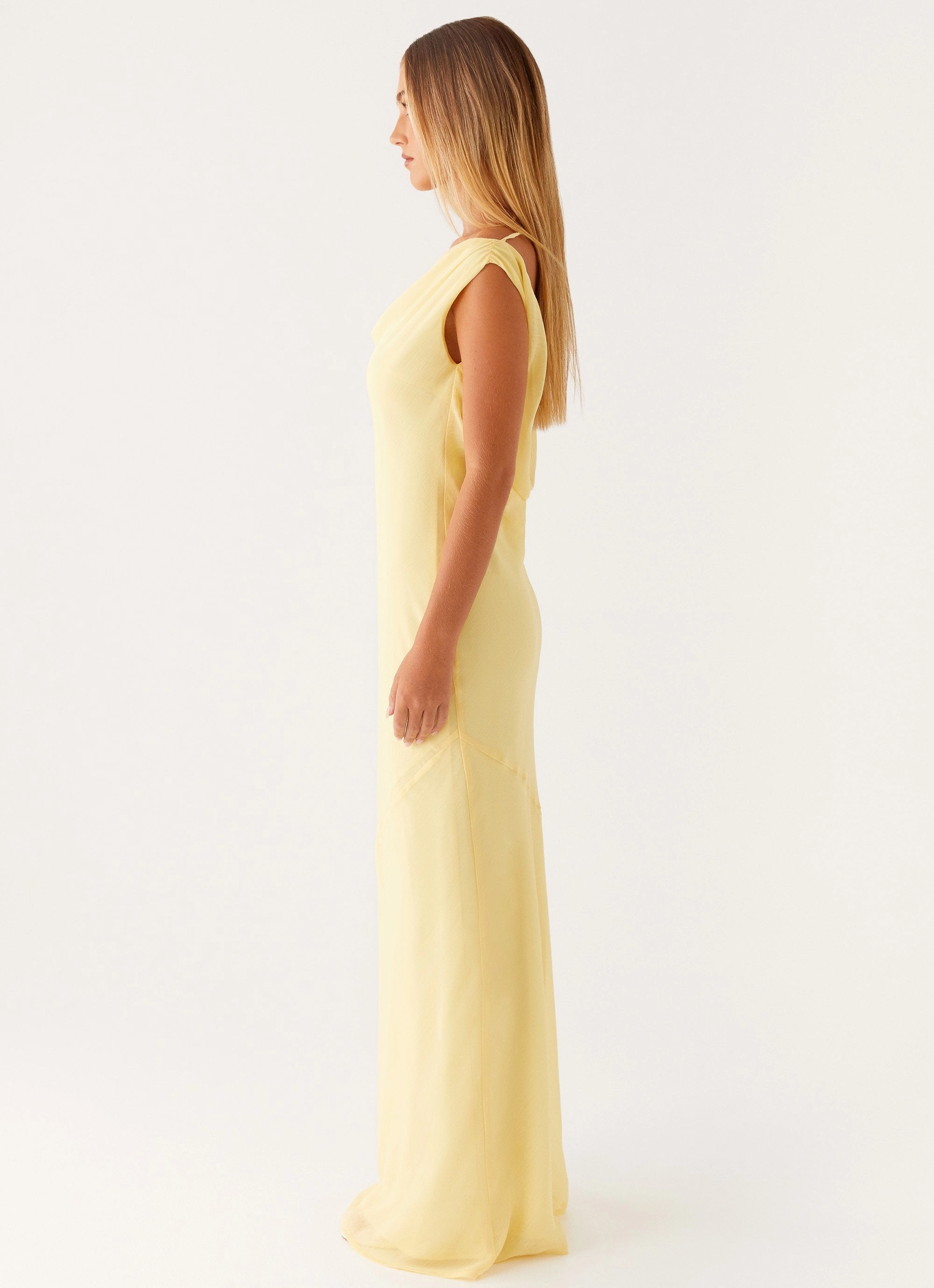 Office Tone Brittany Chiffon Maxi Dress - Pastel Yellow