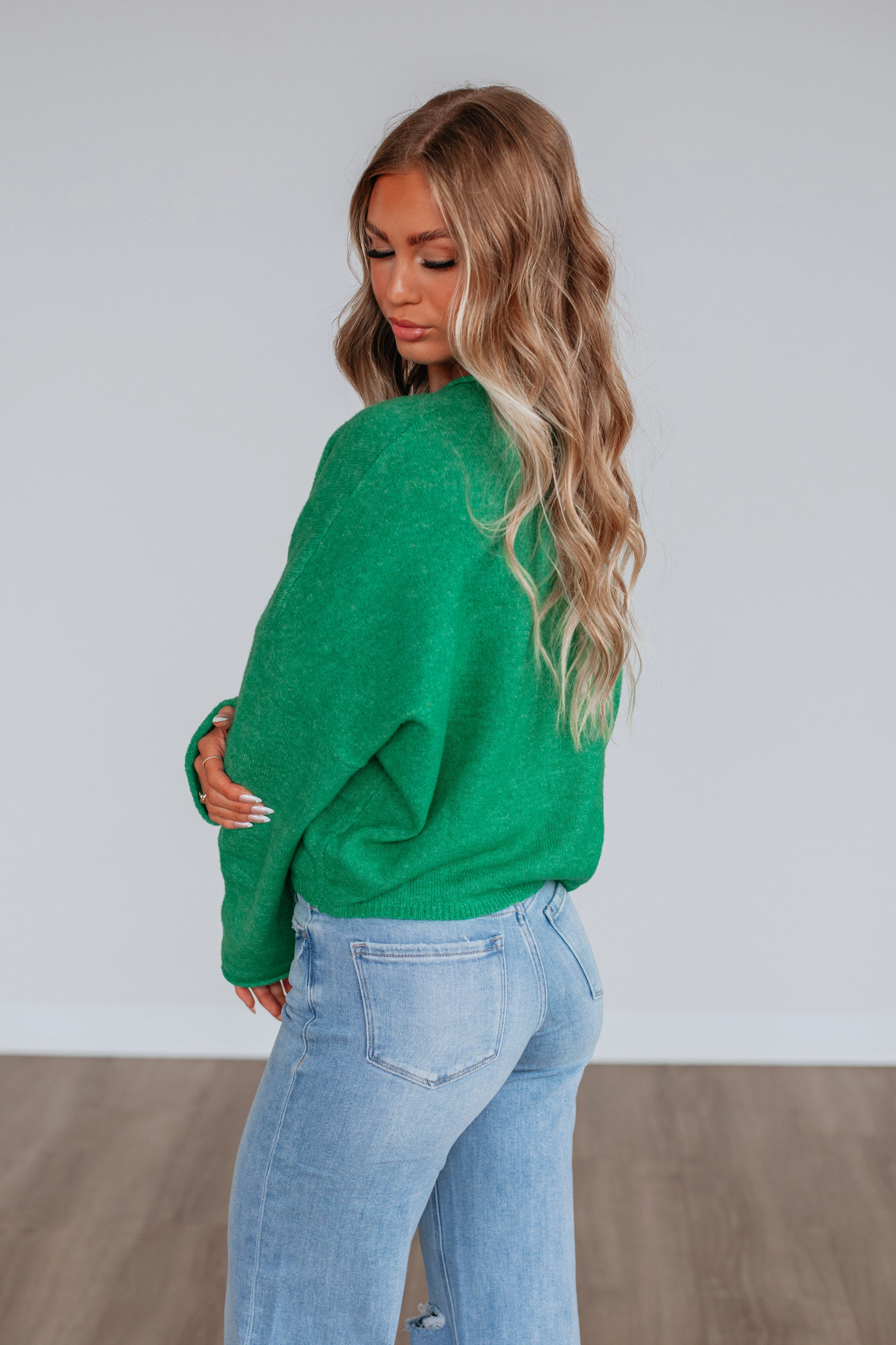 Brooke Cardigan - Kelly Green Lattice Stitch Pattern Everyday Chic