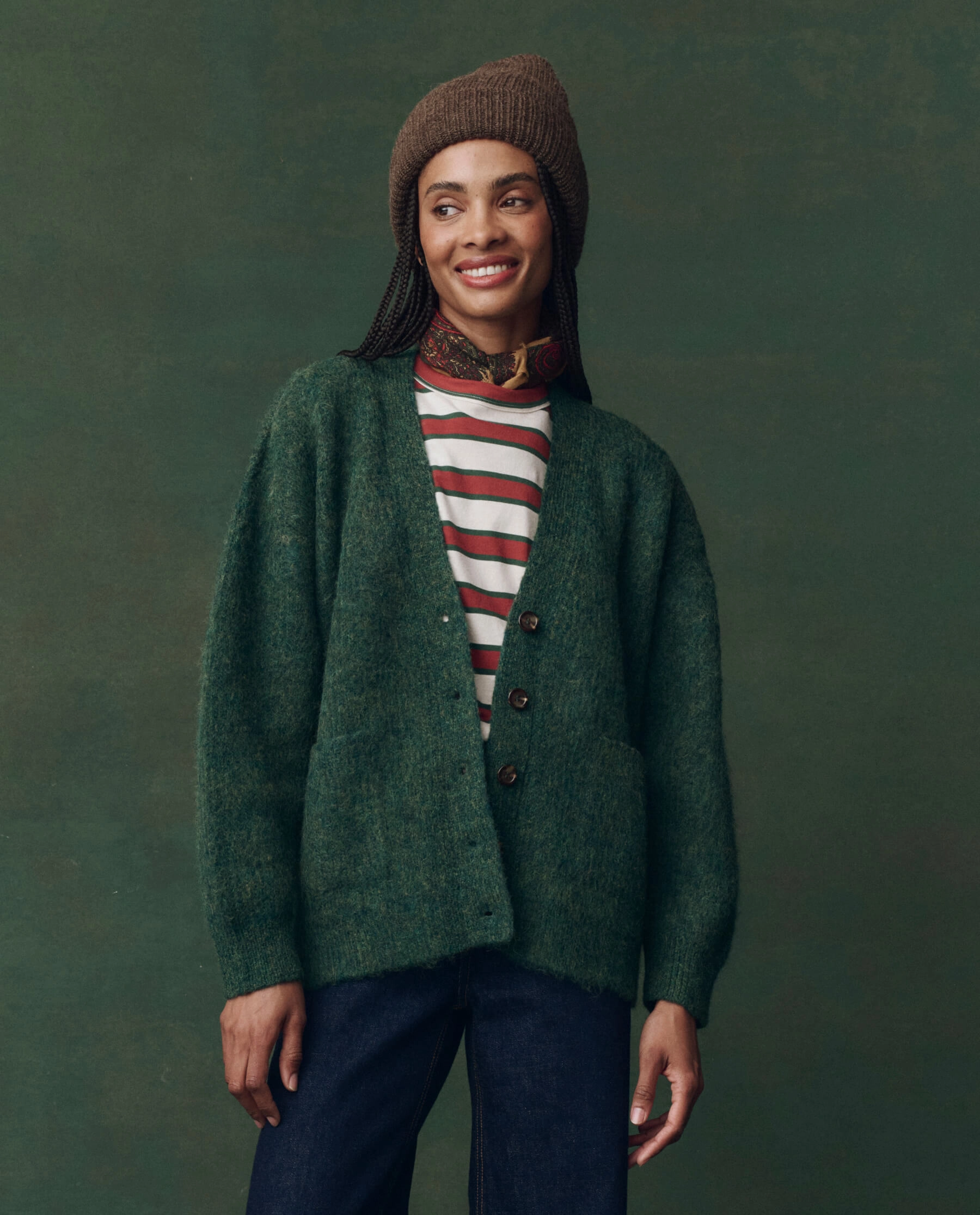 Breathable Fit The Brushed Melange Cardigan. -- Meadow Green