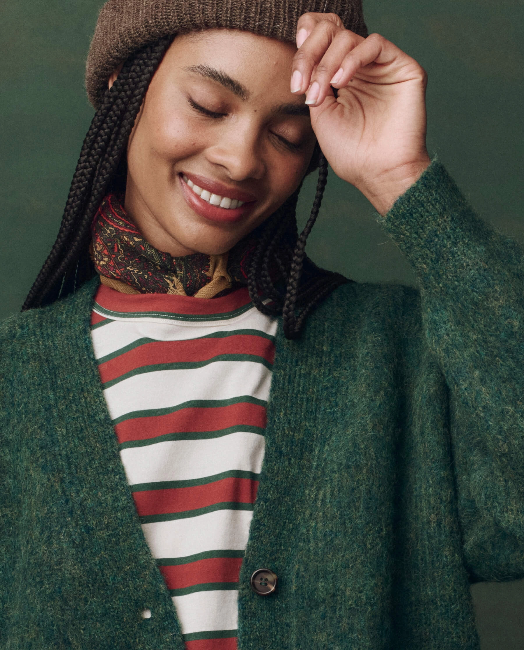 Soft Knit Wear The Brushed Melange Cardigan. -- Meadow Green