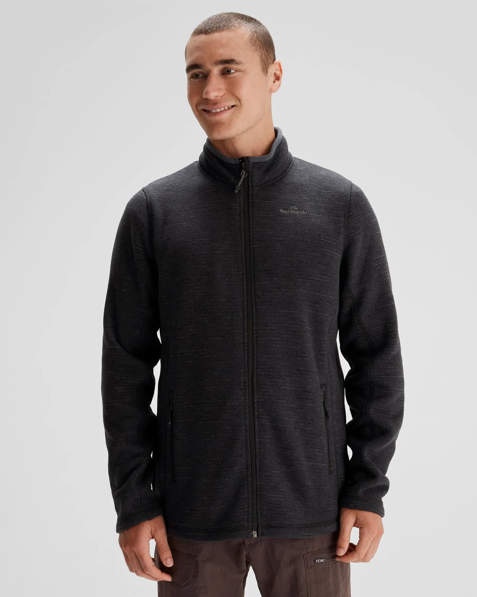 Men's Aikman Fleece Jacket - Black Marle Mold Resistant Coating Flexible Elasticity