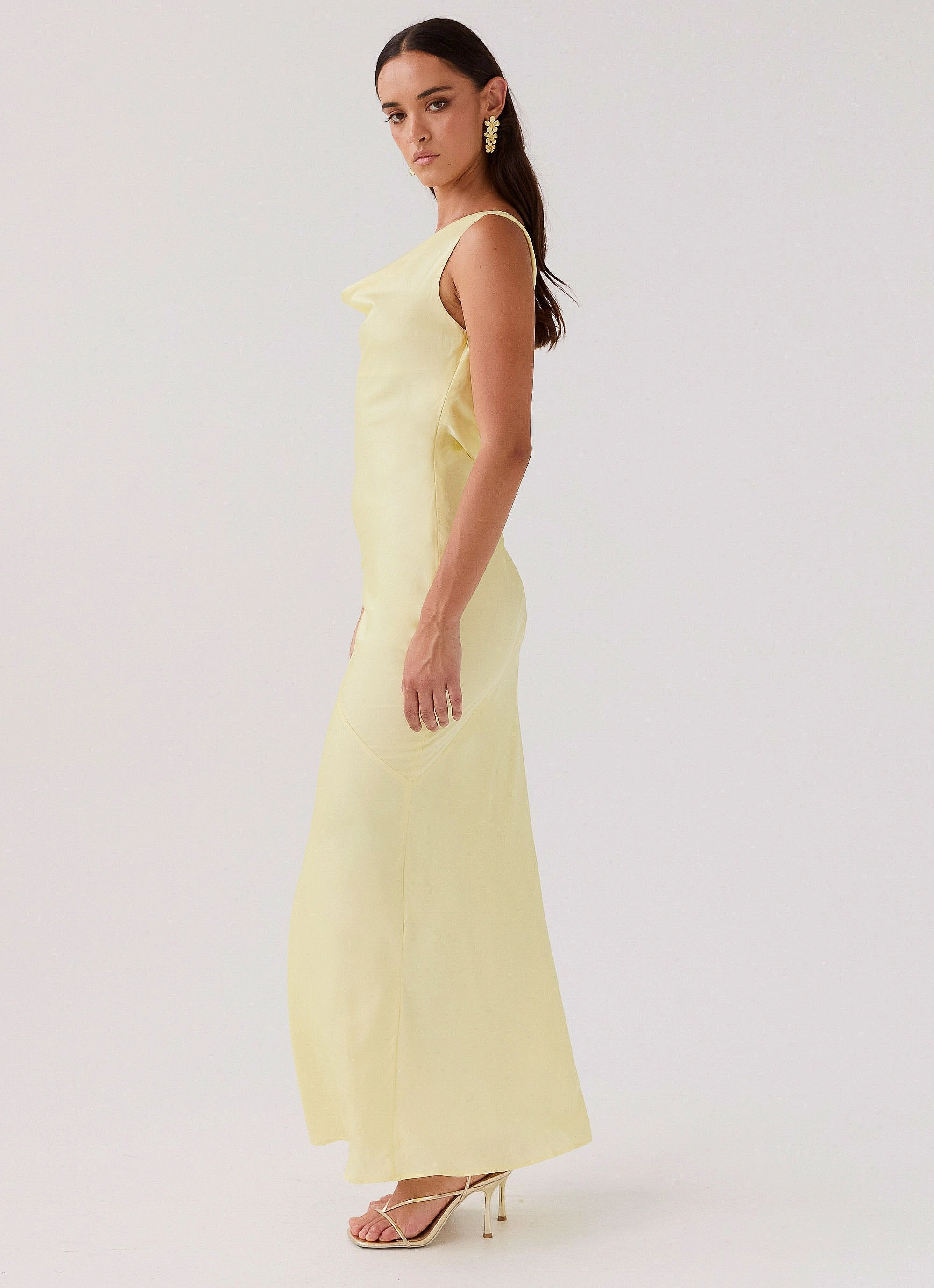 Crisp Texture Be Mine Satin Maxi Dress - Canary