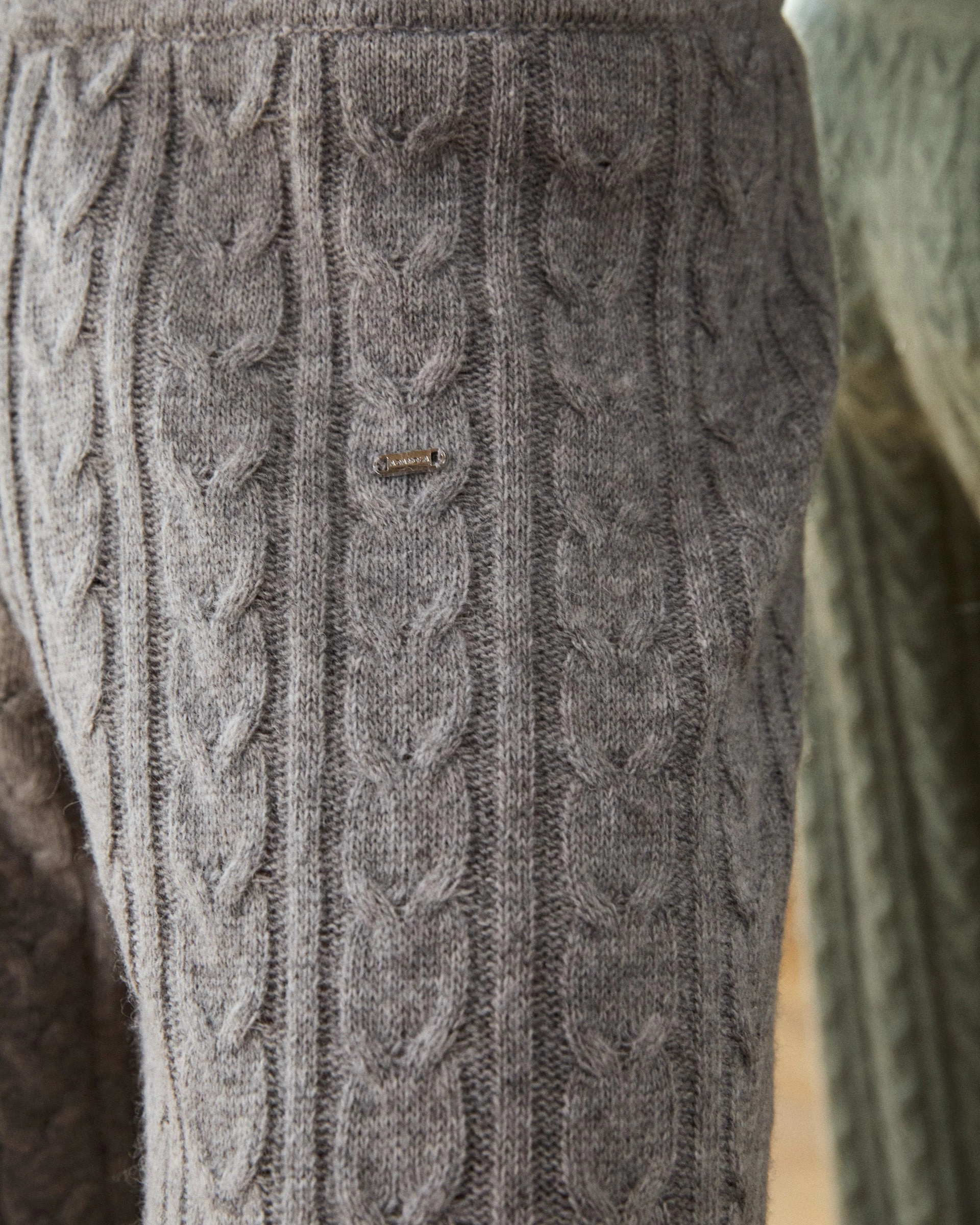 Cable Knit Straight Leg Trousers - Dark Grey Melange Quick Change Functional Ease