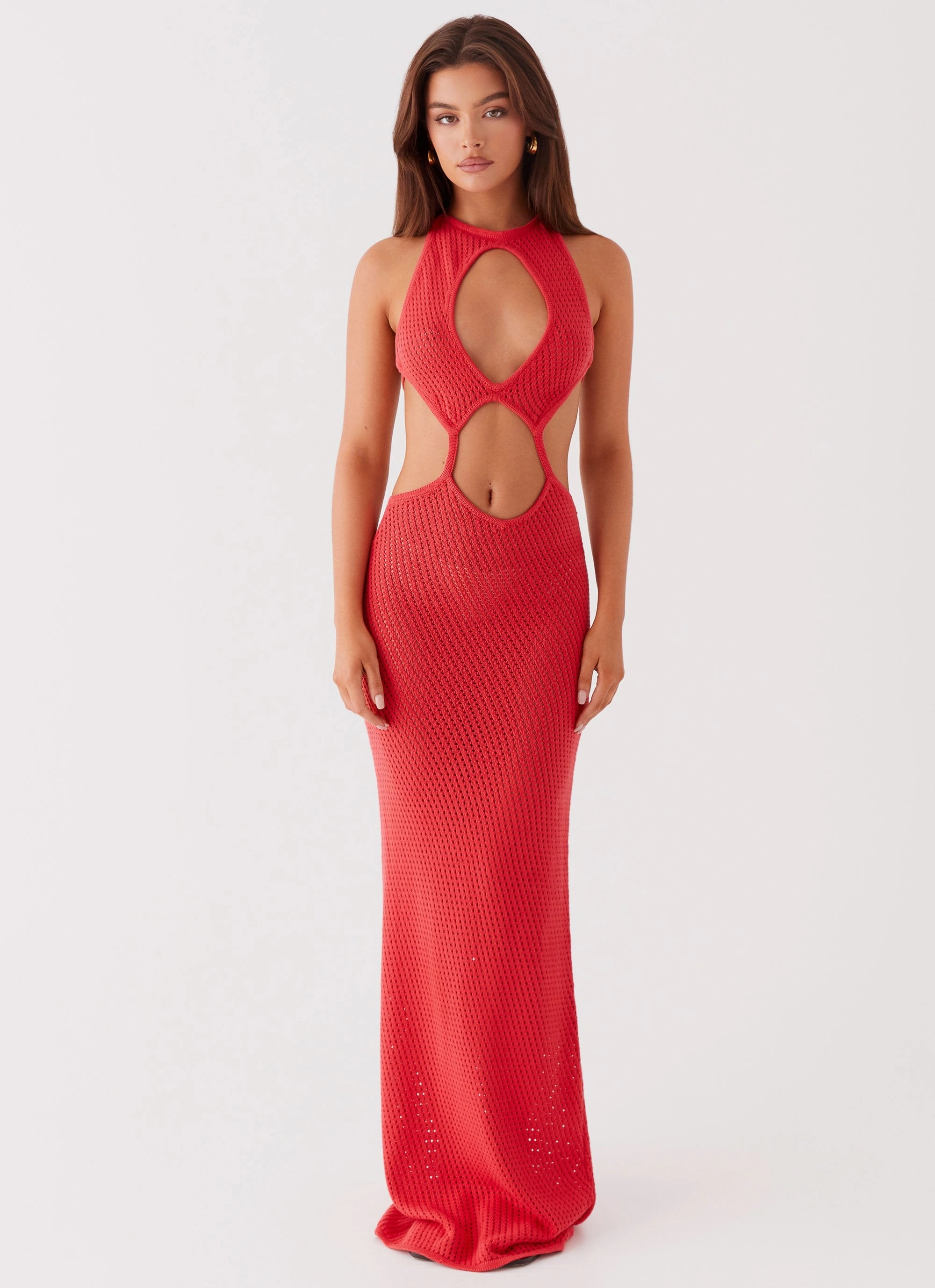 Caicos Crochet Maxi Dress - Red Pink Glow Must Have