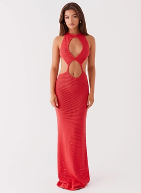 Caicos Crochet Maxi Dress - Red Pink Glow Must Have