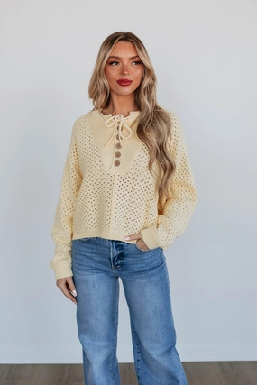 High Density Weave Callee Knit Sweater - Daffodil