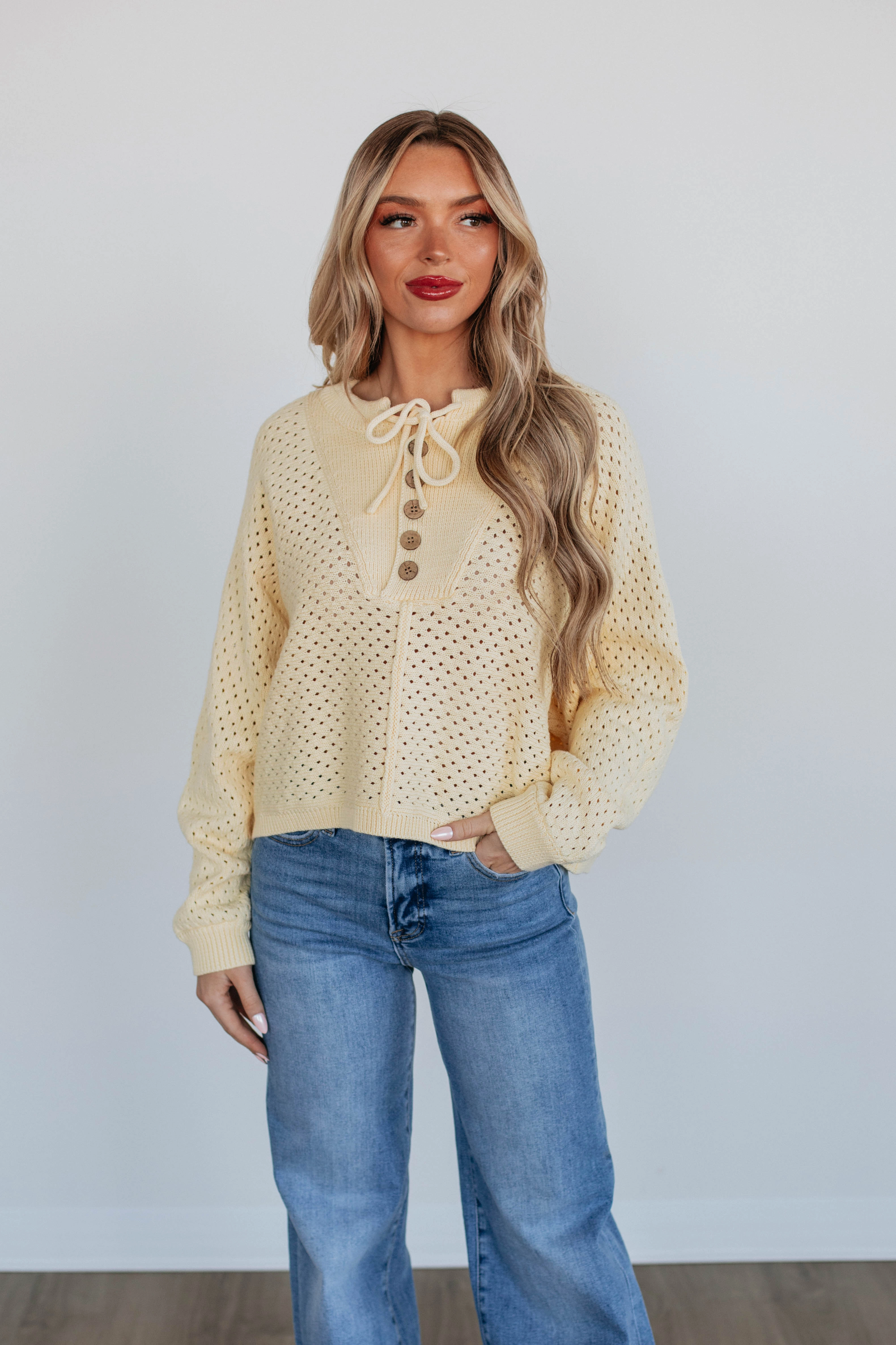 High Density Weave Callee Knit Sweater - Daffodil
