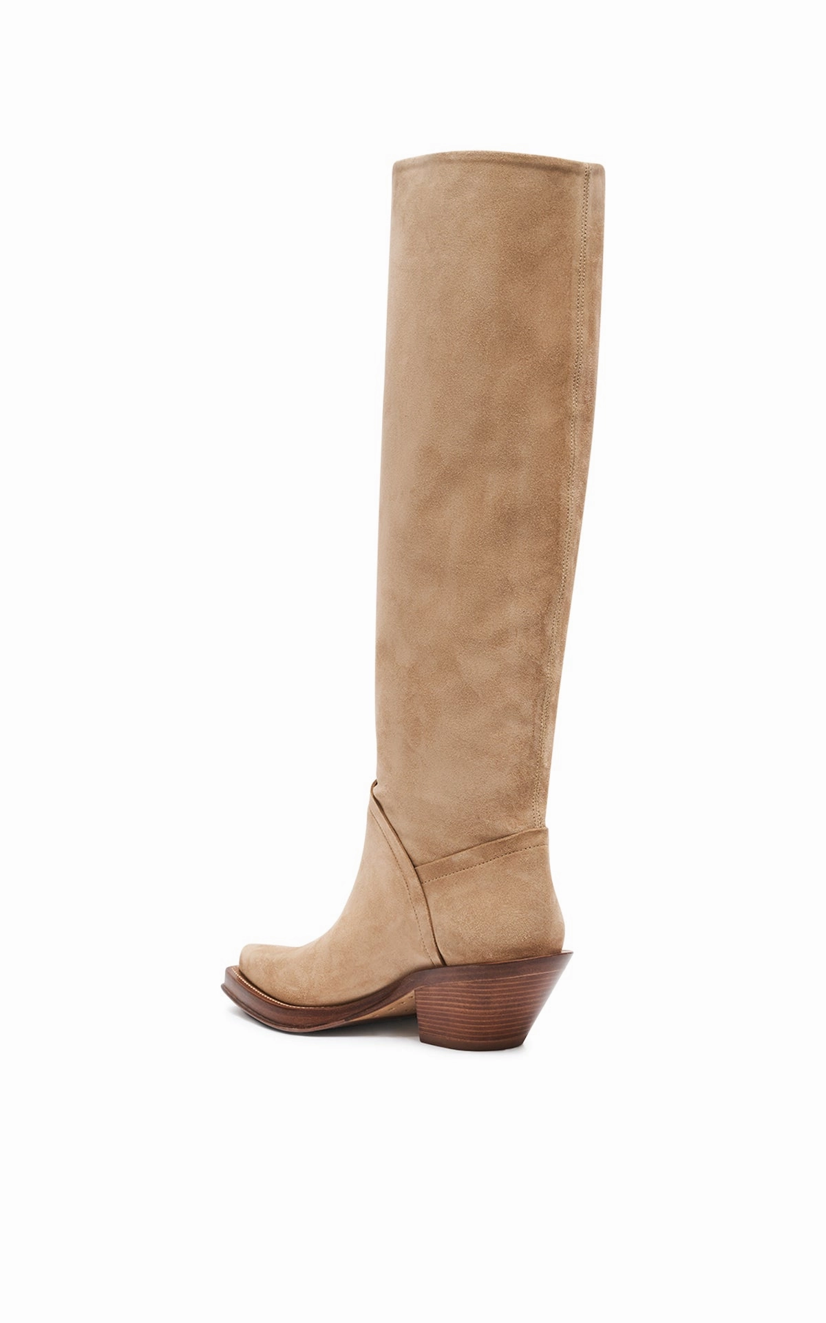 Protective Sole Elevated Comfort Camero Knee-High Cowboy Boot in Sand Suede