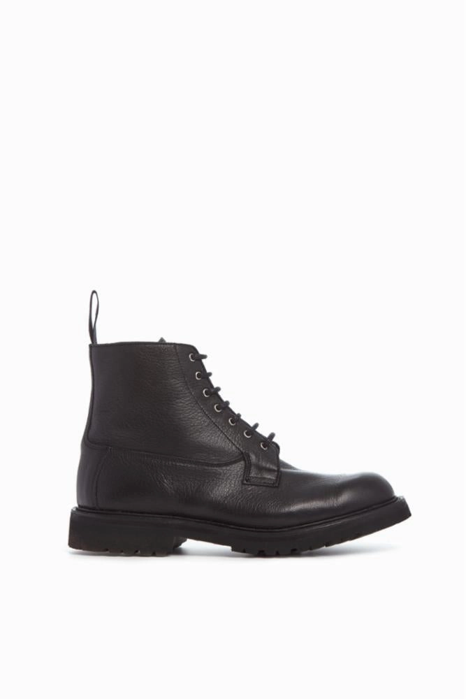 Durable Layer Camilla Derby Boot in Black Textured Leather