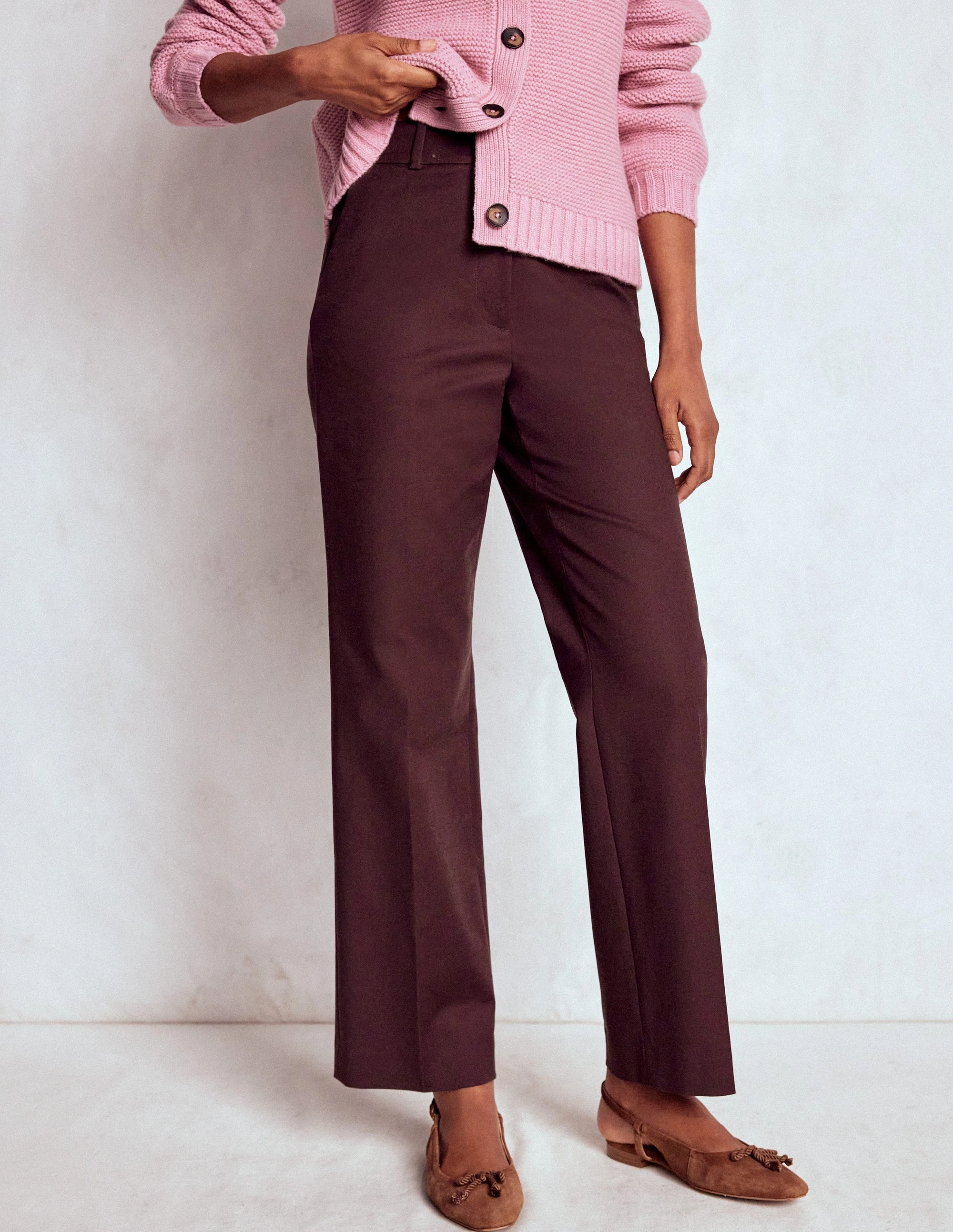 Flattering Cut Layering Essential Canonbury 7/8 Trousers-Deep Aubergine
