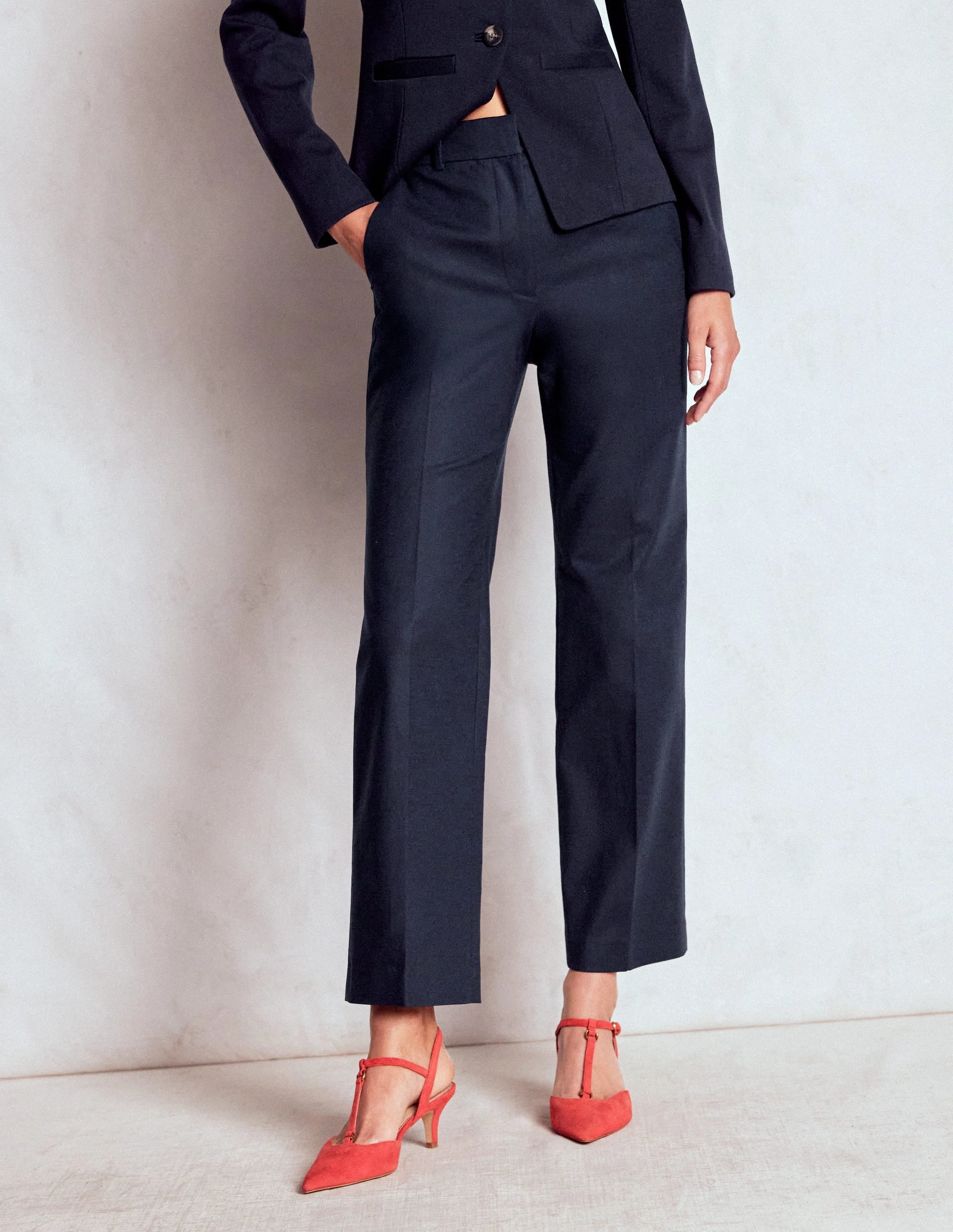 Flat waistband Smart Casual Canonbury 7/8 Trousers-Navy