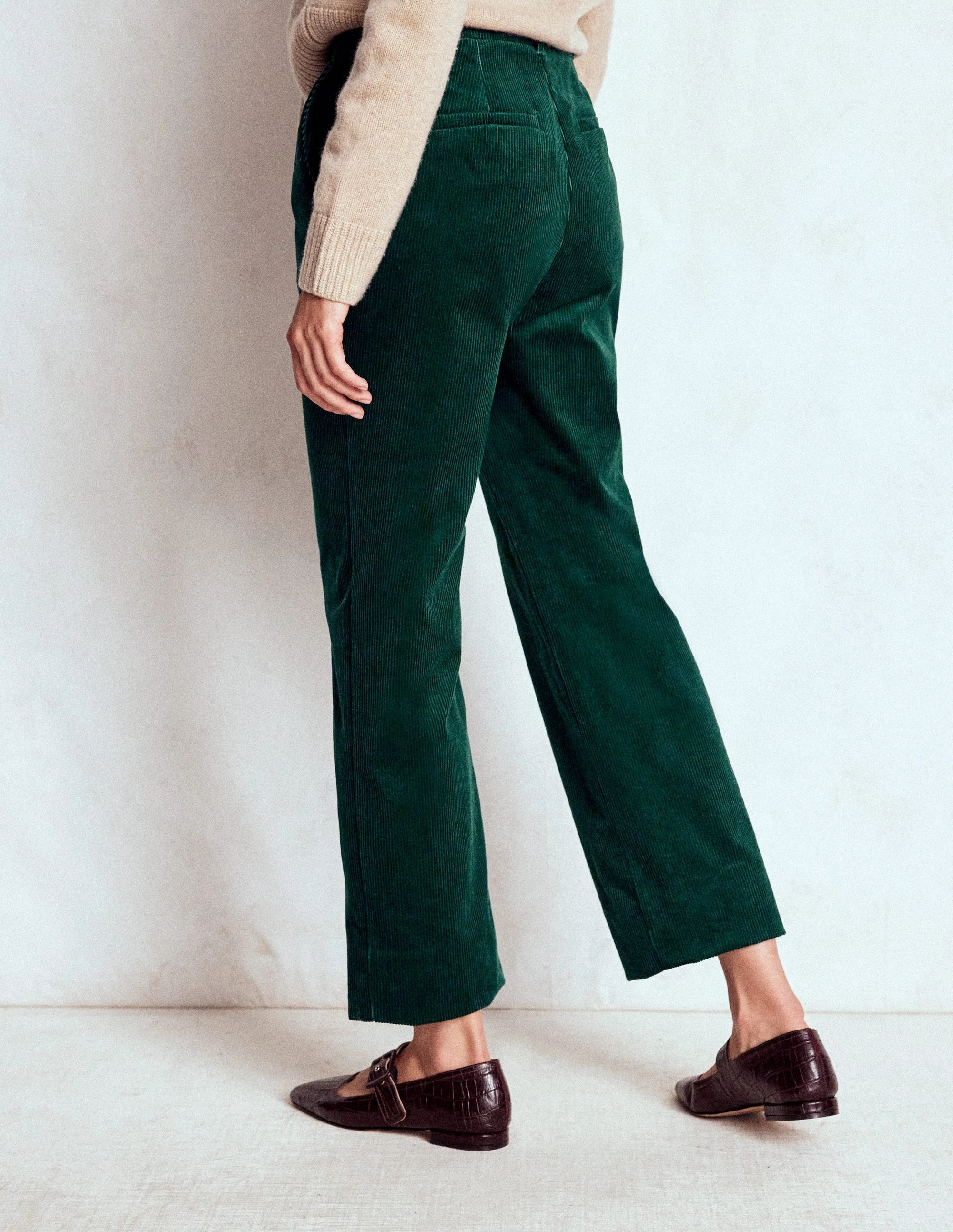 No Ride Up Design Canonbury Cord Trousers-Emerald Night