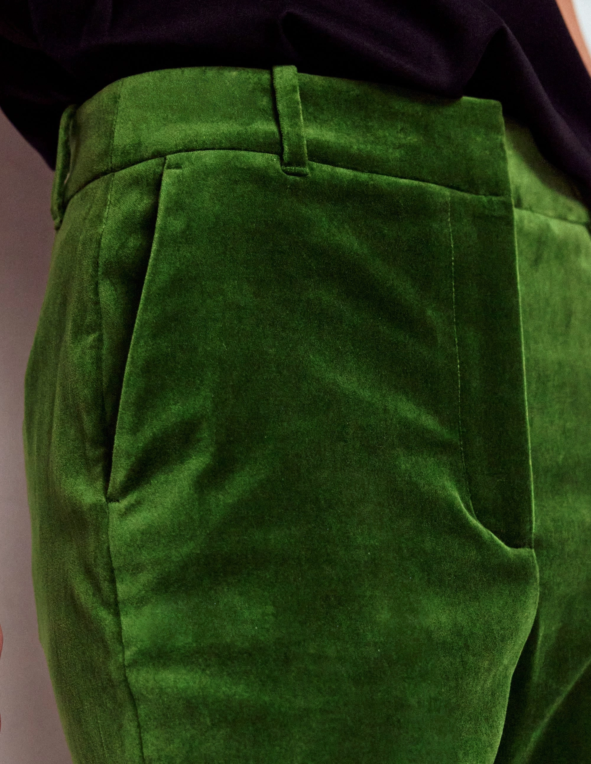 Quick-Dry Fabric Body Sculpting Canonbury Velvet Trousers-Green Fir