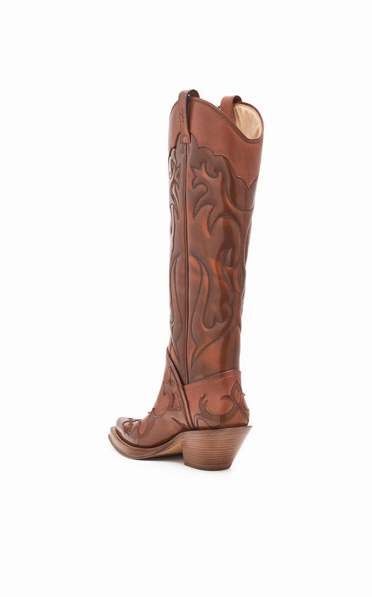 Flexible Frame Remote Hiking Mountain Trail Capitana Cowboy Boot in Cognac Leather