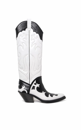 All-Weather Wear Work Capitana Cowboy Boot in White & Black Pearlized Leather