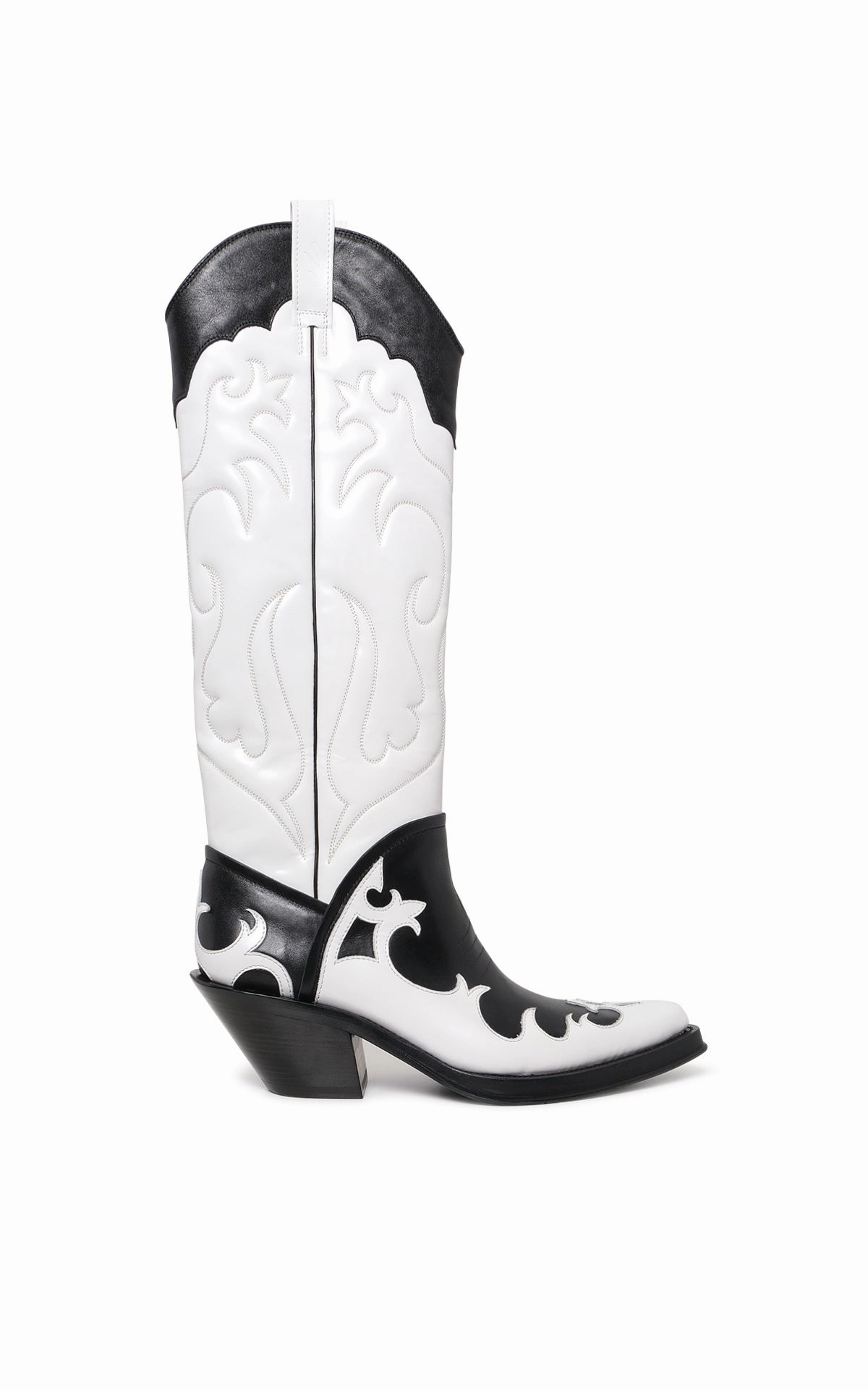 All-Weather Wear Work Capitana Cowboy Boot in White & Black Pearlized Leather
