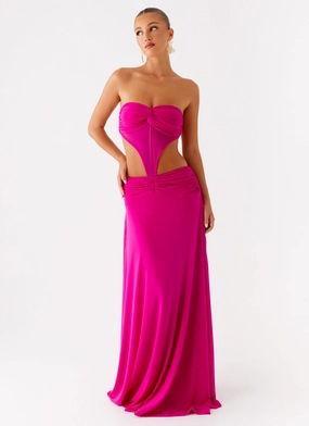 Carlene Maxi Dress - Fuchsia Garden-Party