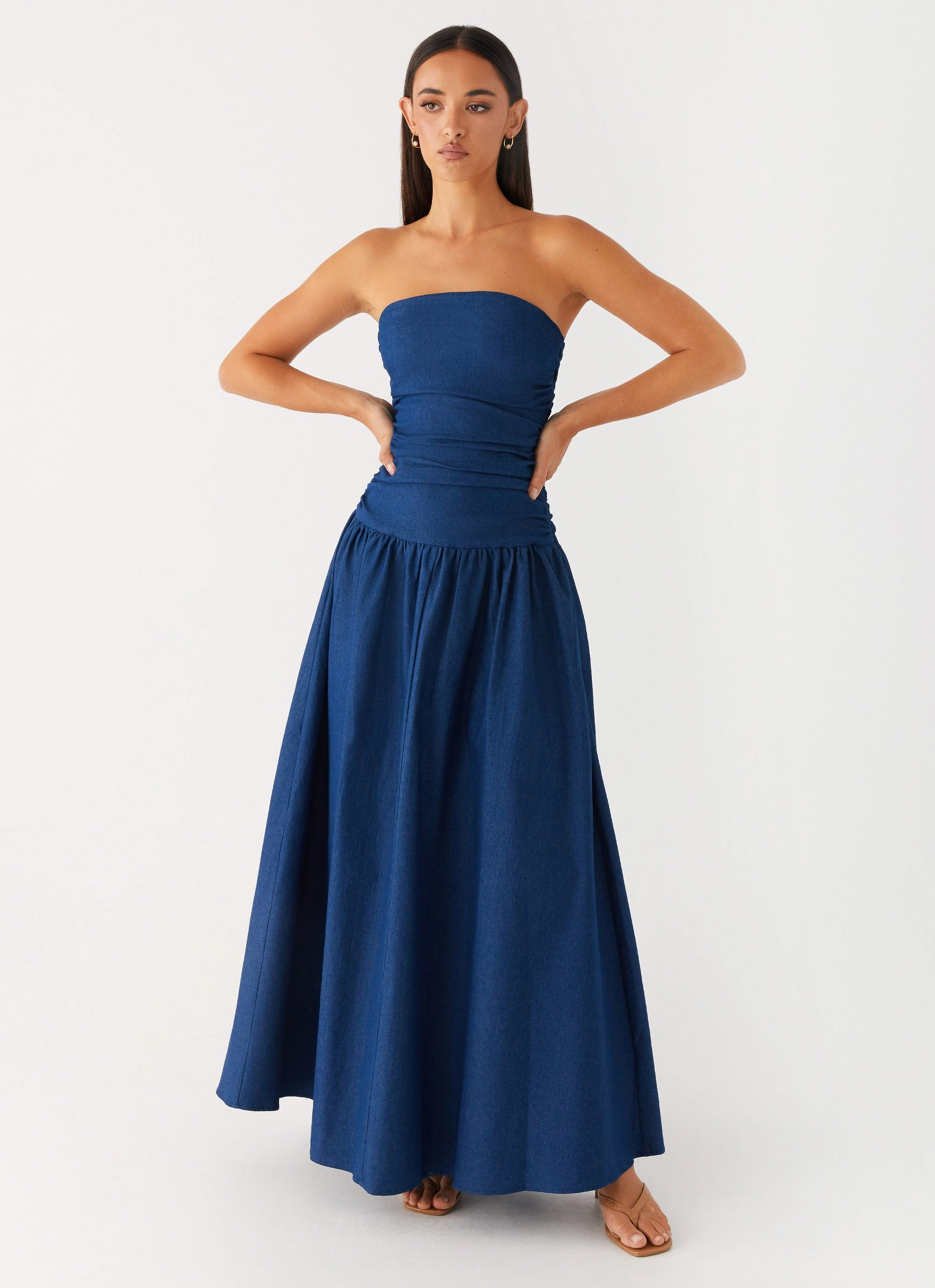 Carmel Denim Maxi Dress - Indigo Casual Comfort Cool Form