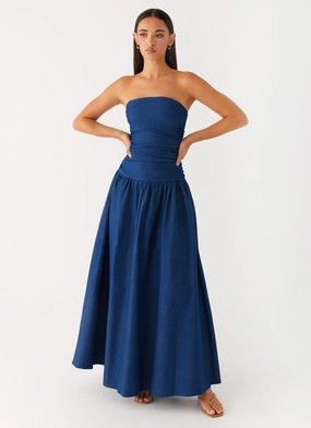 Carmel Denim Maxi Dress - Indigo Casual Comfort Cool Form