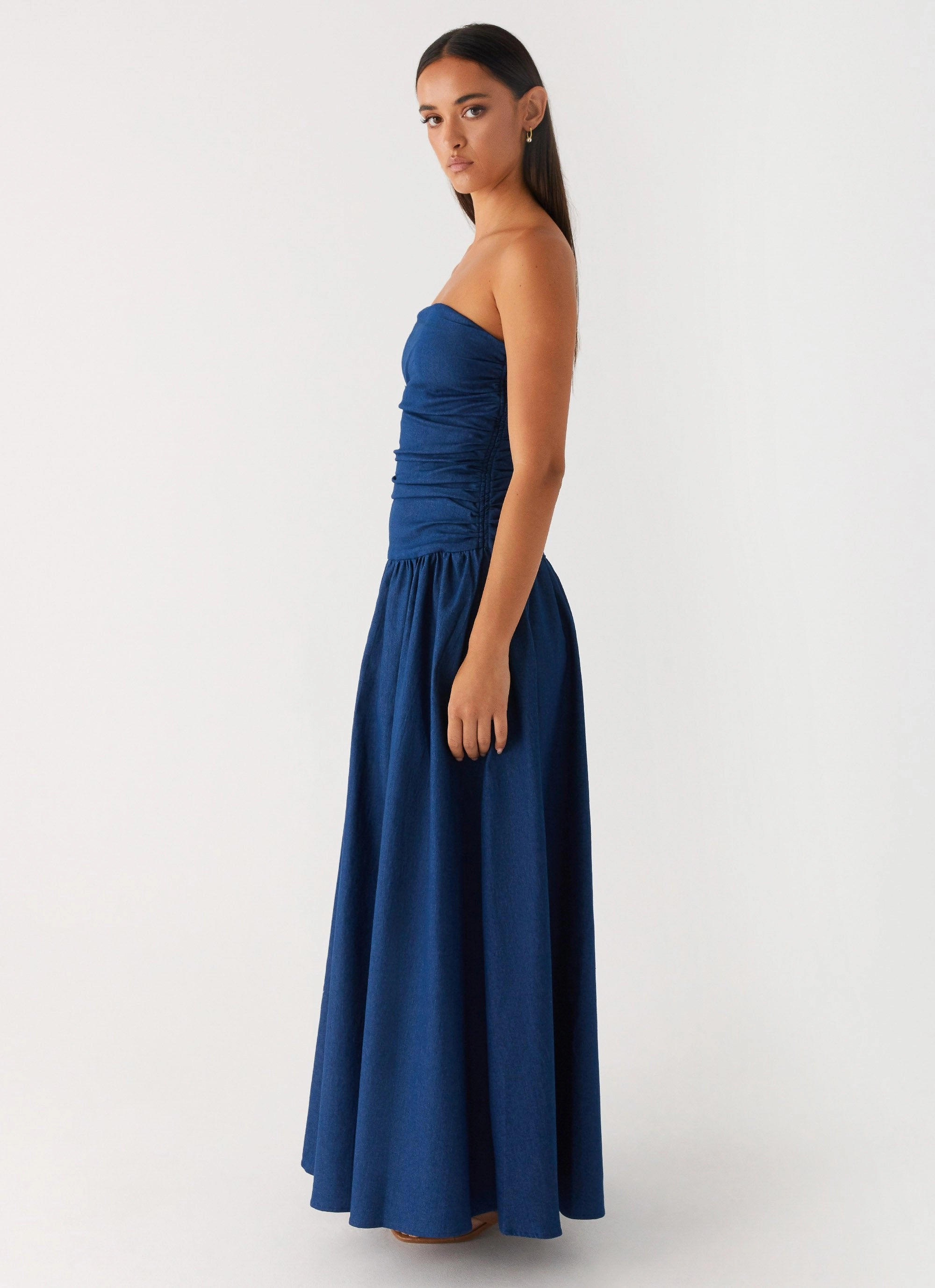 Carmel Denim Maxi Dress - Indigo French Vibe Chic Ensemble