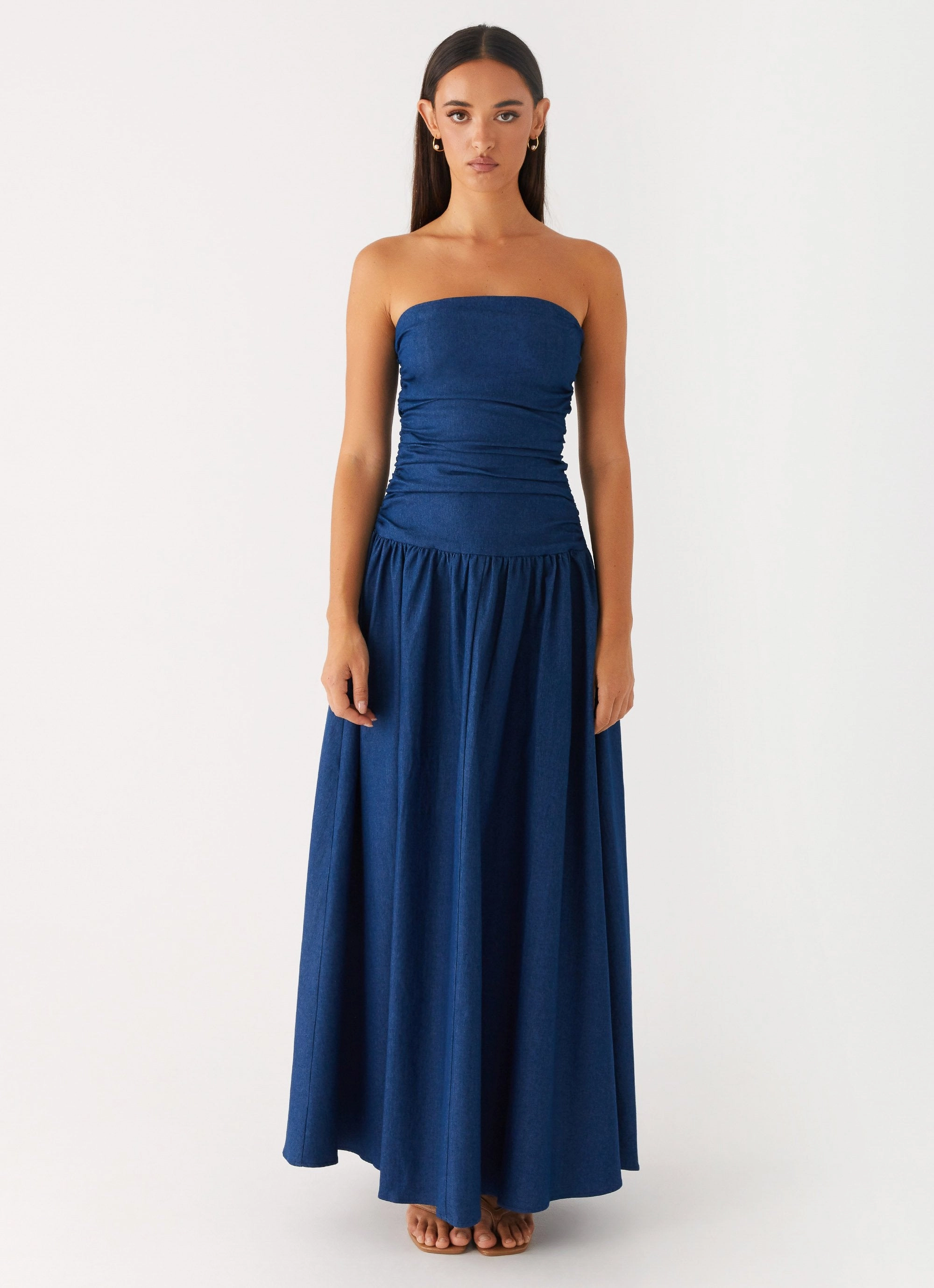 Carmel Denim Maxi Dress - Indigo Summer Ease Classic Movement