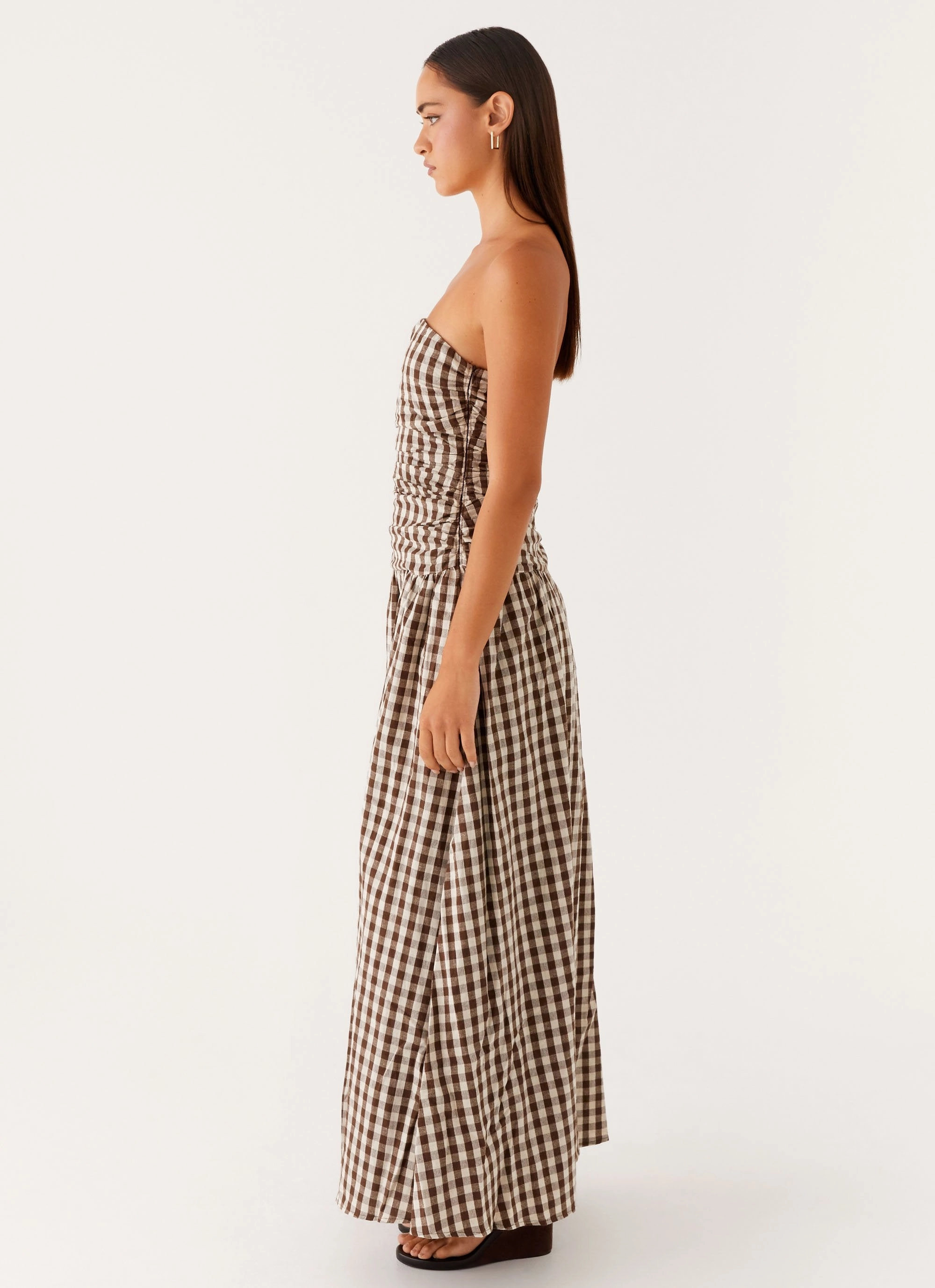 Formal Wear Carmel Maxi Dress - Brown Gingham