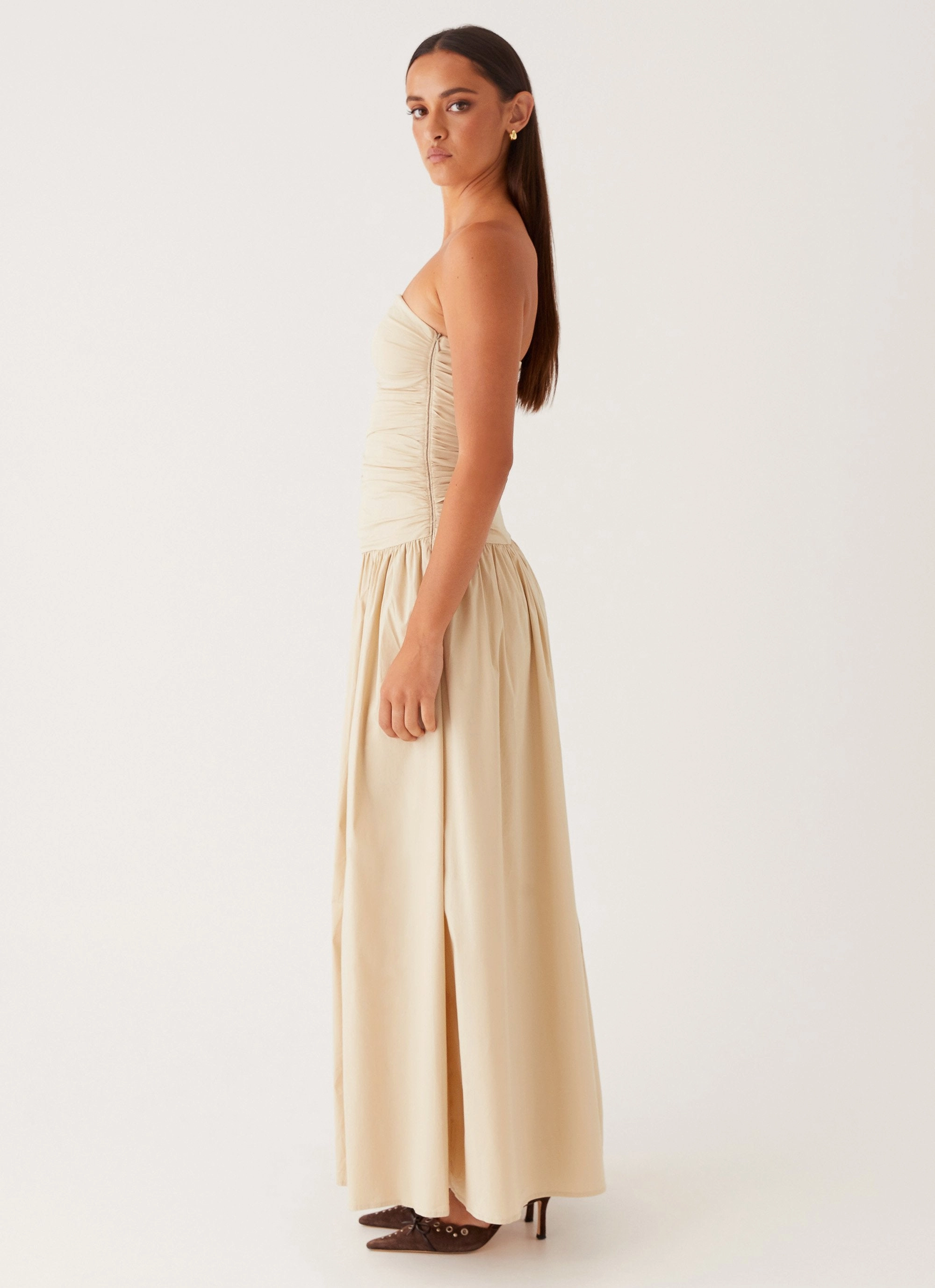 Boat-Neck Formal Style Carmel Maxi Dress - Ivory
