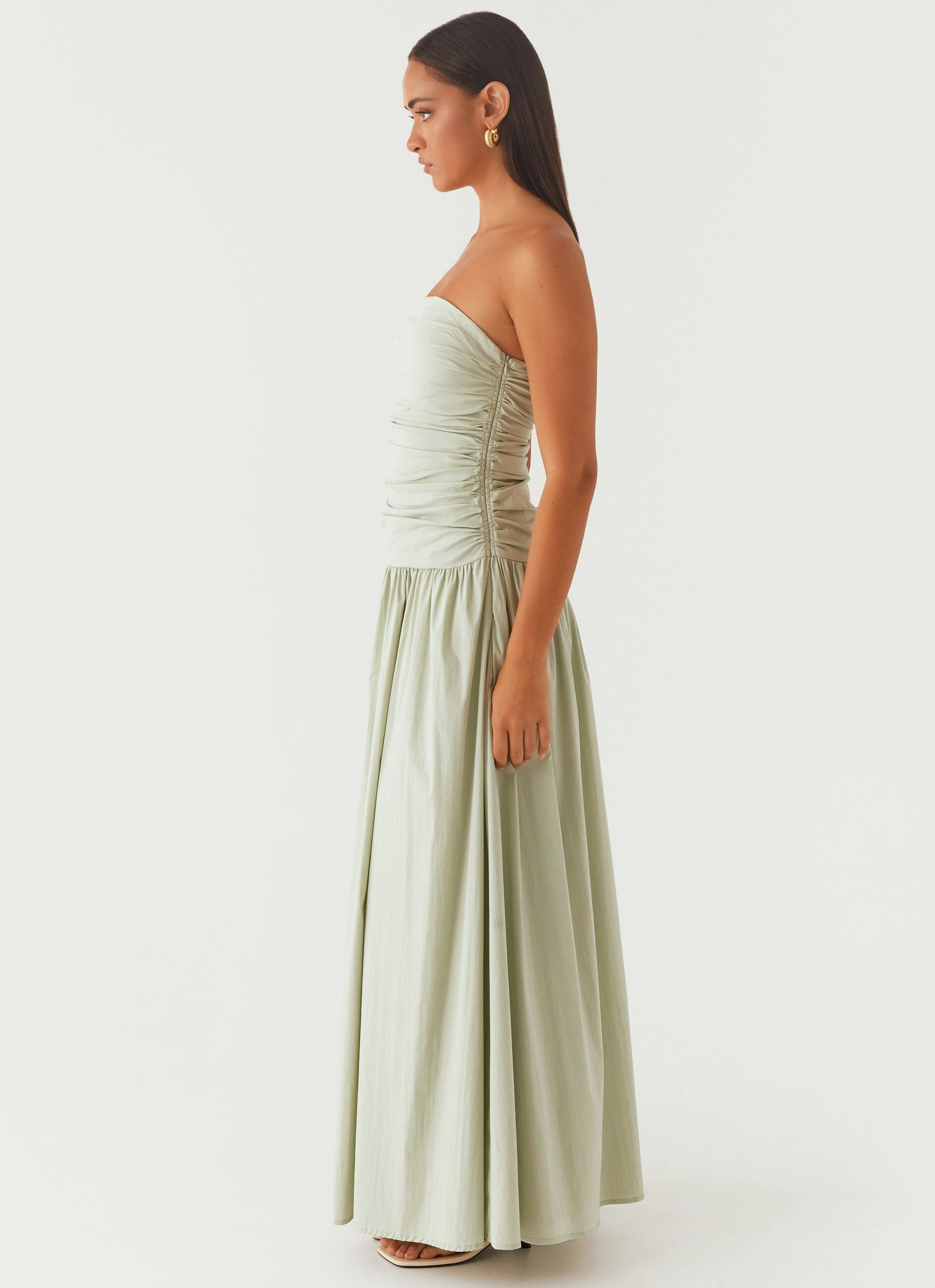 Carmel Maxi Dress - Sage Chic Layering Light Bow