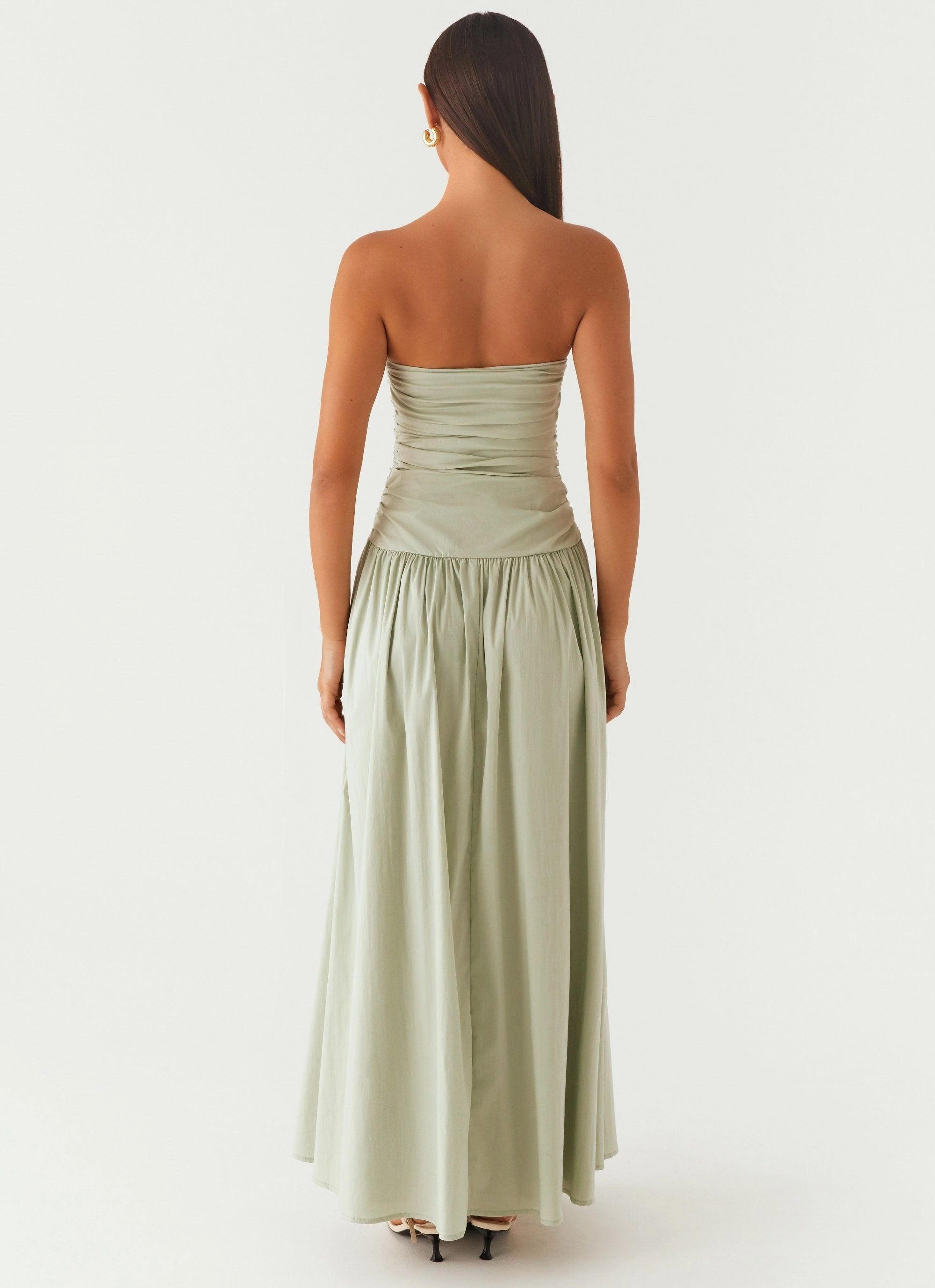 Carmel Maxi Dress - Sage Front Ruffle