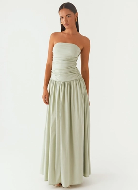 Carmel Maxi Dress - Sage Subtle Drape All-Occasion Look