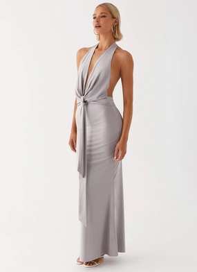 Vibrant Design Feminine flowing piece Carmella Maxi Dress - Grey