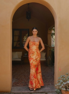 Carmen Maxi Dress - Sunset Floral Blush Shade