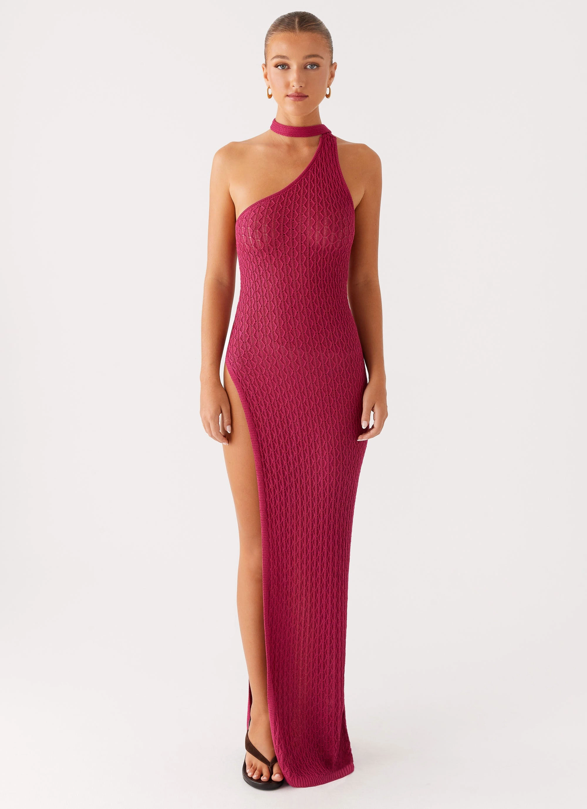 Chill Vibes Carryn Knit Maxi Dress - Hot Pink
