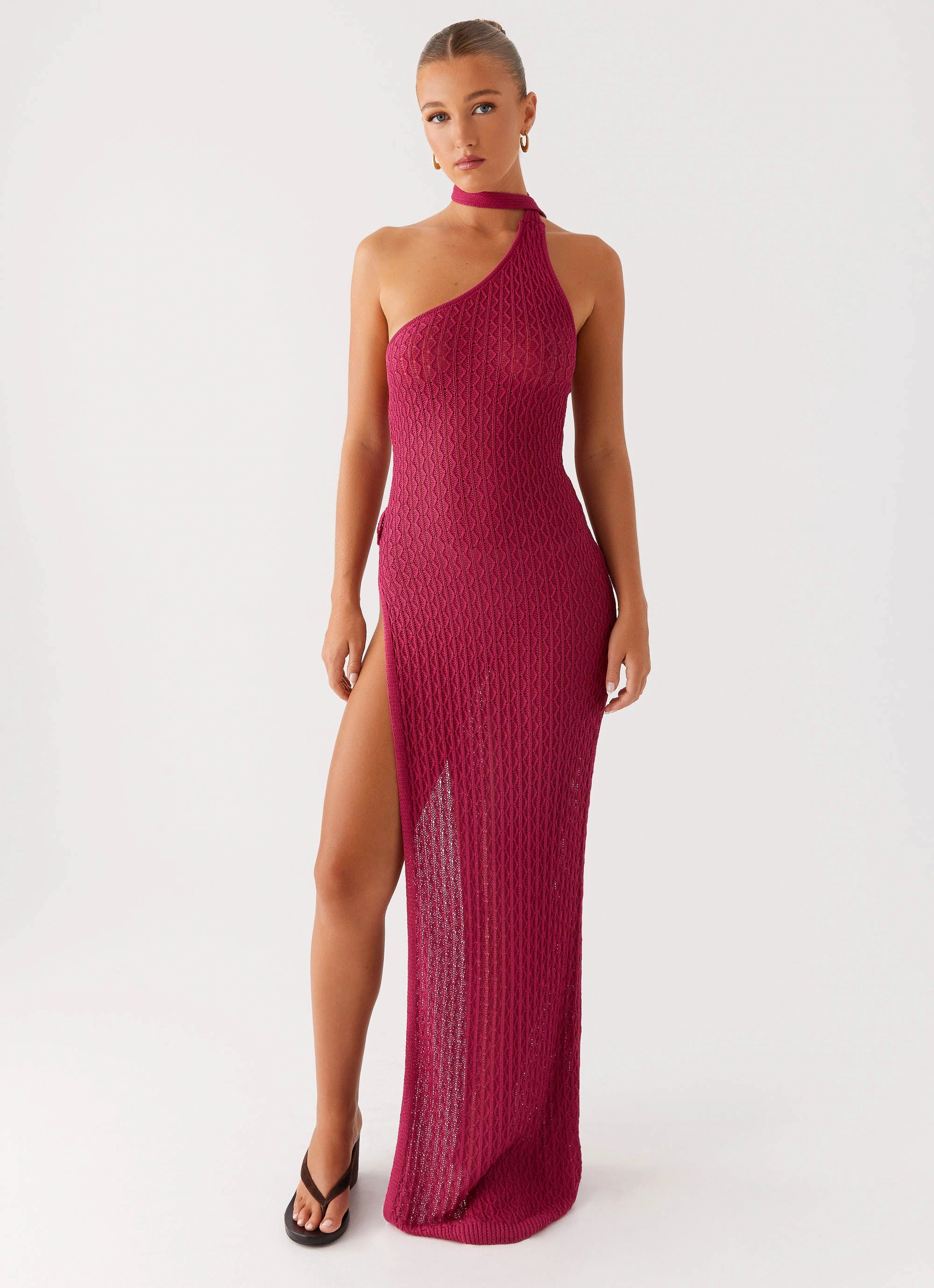 Carryn Knit Maxi Dress - Hot Pink Elegant Simplicity