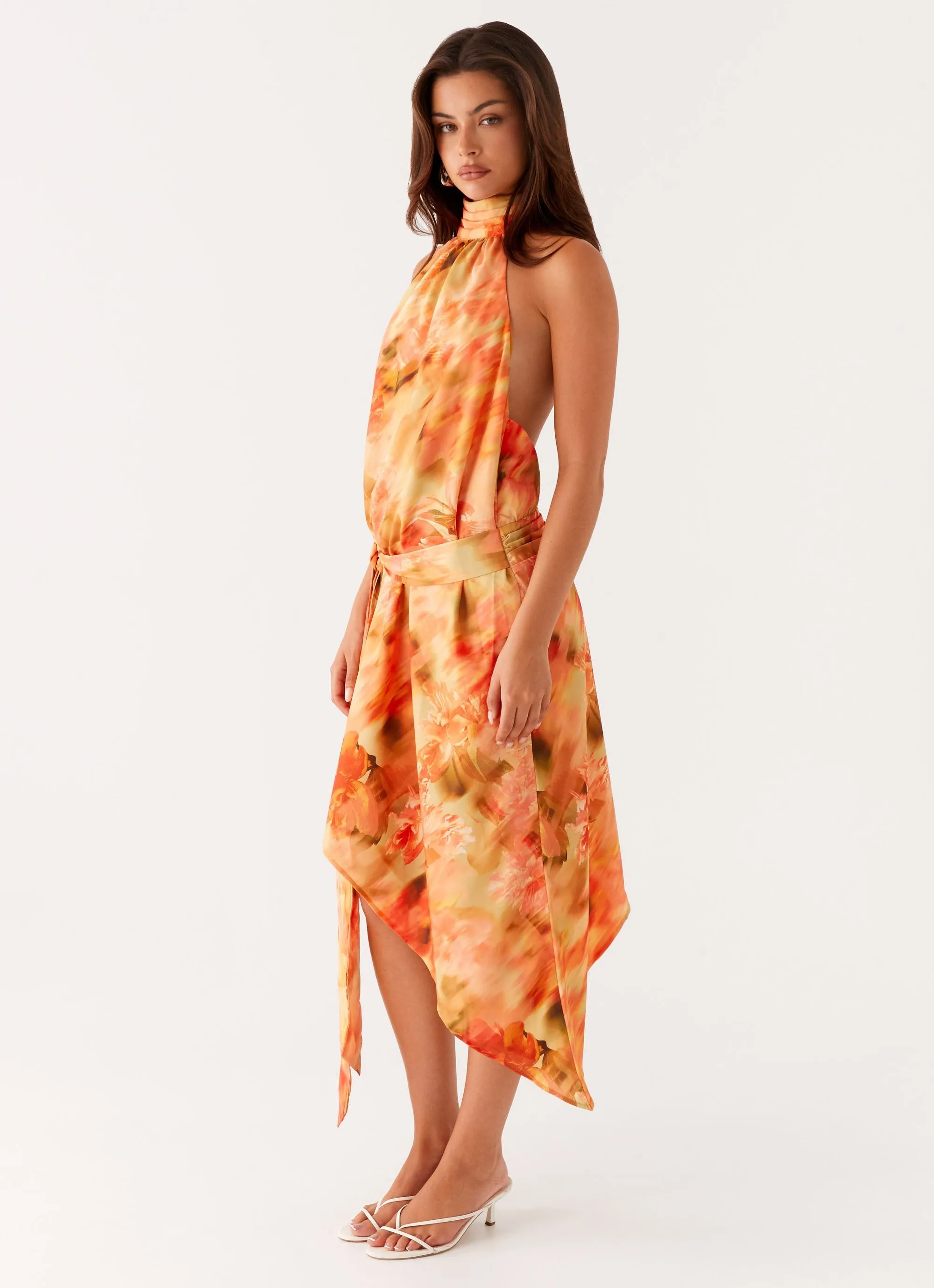 Lou Midi Dress - Sunset Floral Breathable fabric