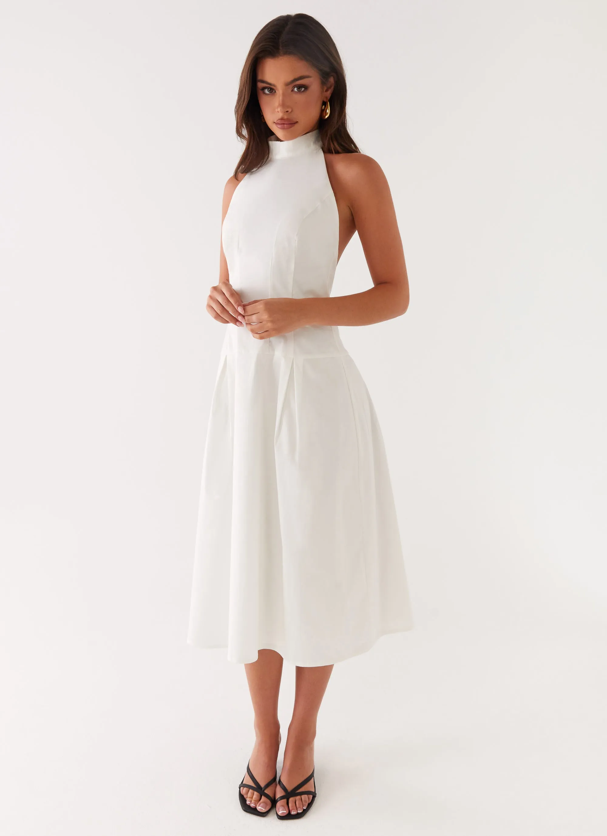 Calla Halter Midi Dress - White Airy Touch