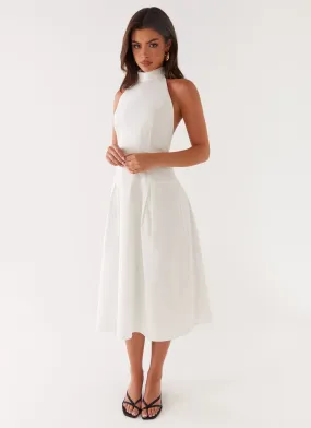 Calla Halter Midi Dress - White Airy Touch